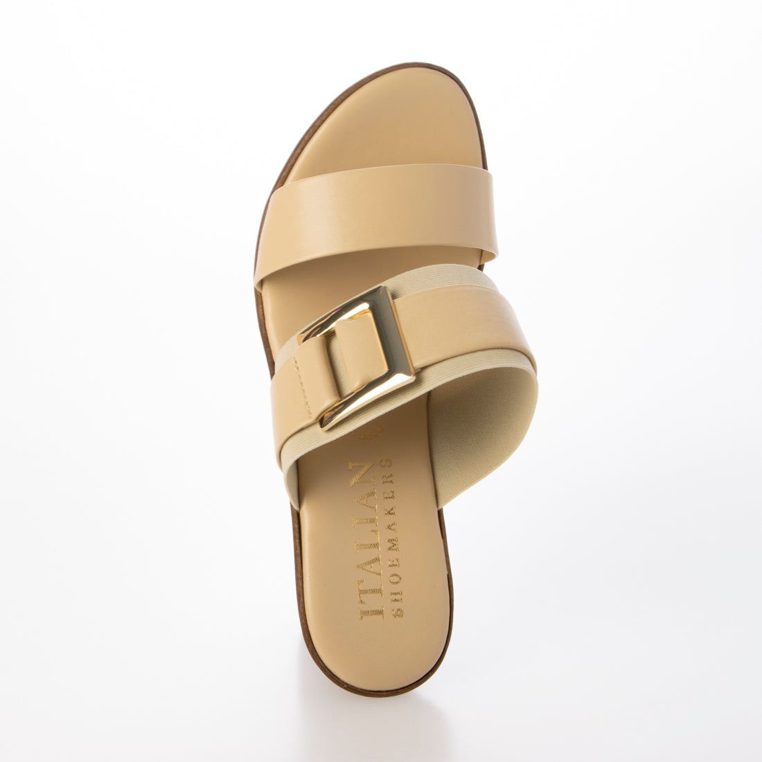イタリアンシューメーカーズ ITALIAN SHOEMAKERS スクエアメタルウェッジヒールミュール （ベージュ） ベージュ
