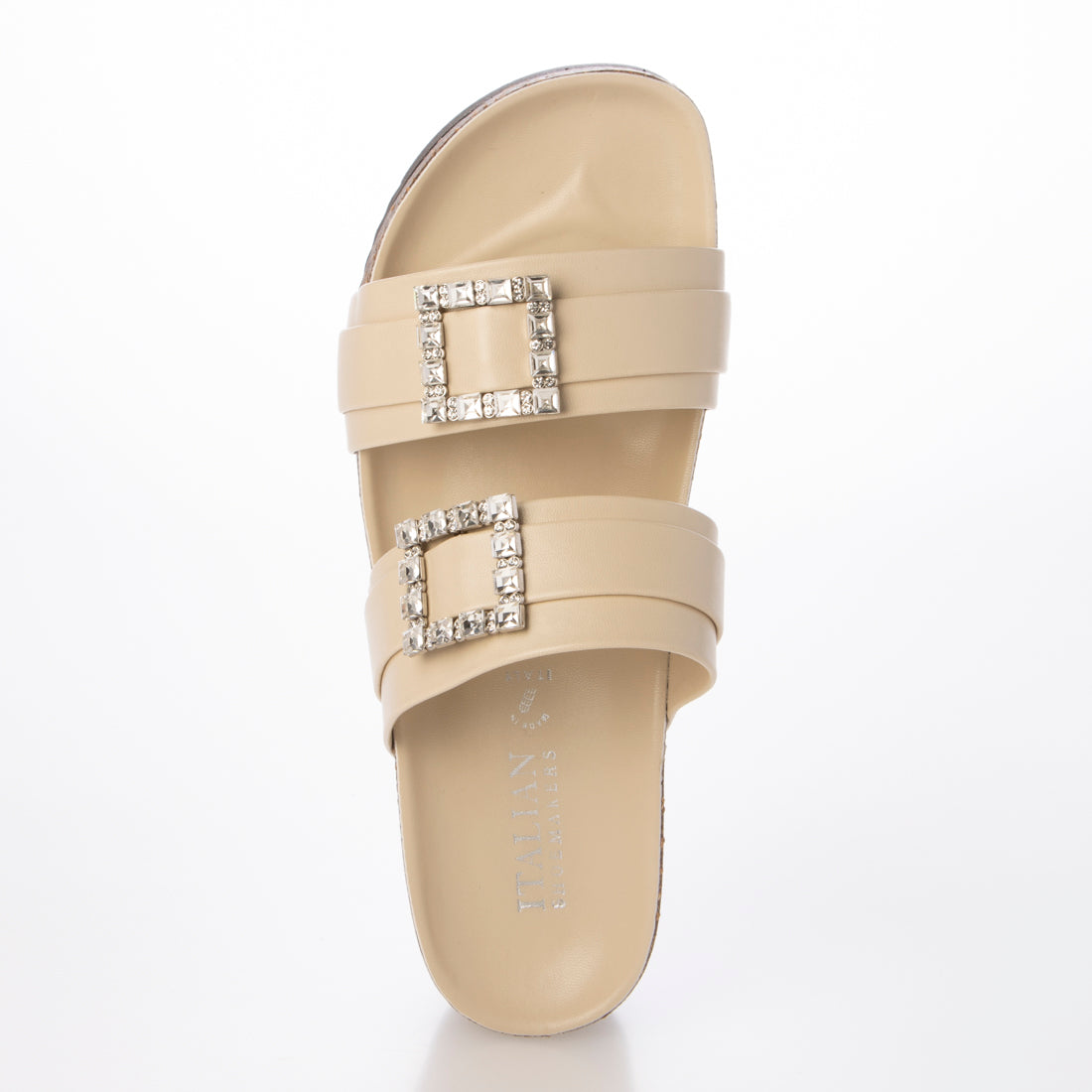 イタリアンシューメーカーズ ITALIAN SHOEMAKERS ビジューベルトフットベッドサンダル （ライトベージュ） ライトベージュ