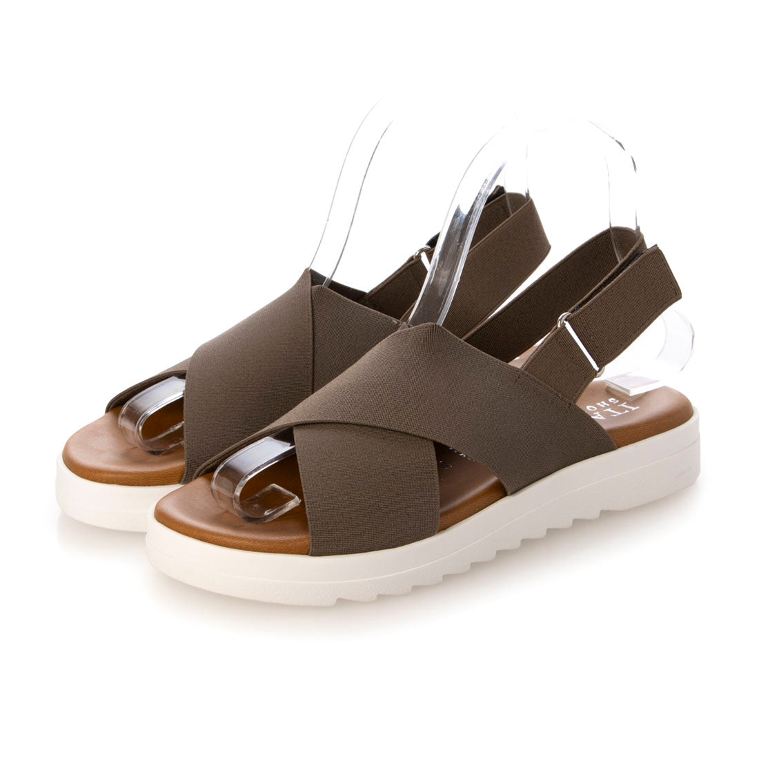 イタリアンシューメーカーズ ITALIAN SHOEMAKERS 厚底エラスティッククロスサンダル （カーキ雑材） カーキ雑材
