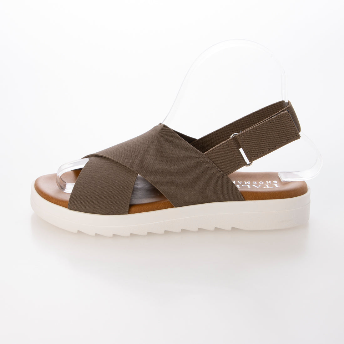 イタリアンシューメーカーズ ITALIAN SHOEMAKERS 厚底エラスティッククロスサンダル （カーキ雑材） カーキ雑材
