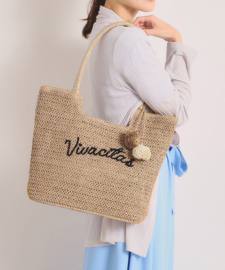 イッツデモ ITS'DEMO 雑材ロゴ刺繍チャーム付きトート （ベージュ(052)） ベージュ(052)