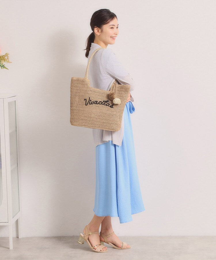 イッツデモ ITS'DEMO 雑材ロゴ刺繍チャーム付きトート （ベージュ(052)） ベージュ(052)