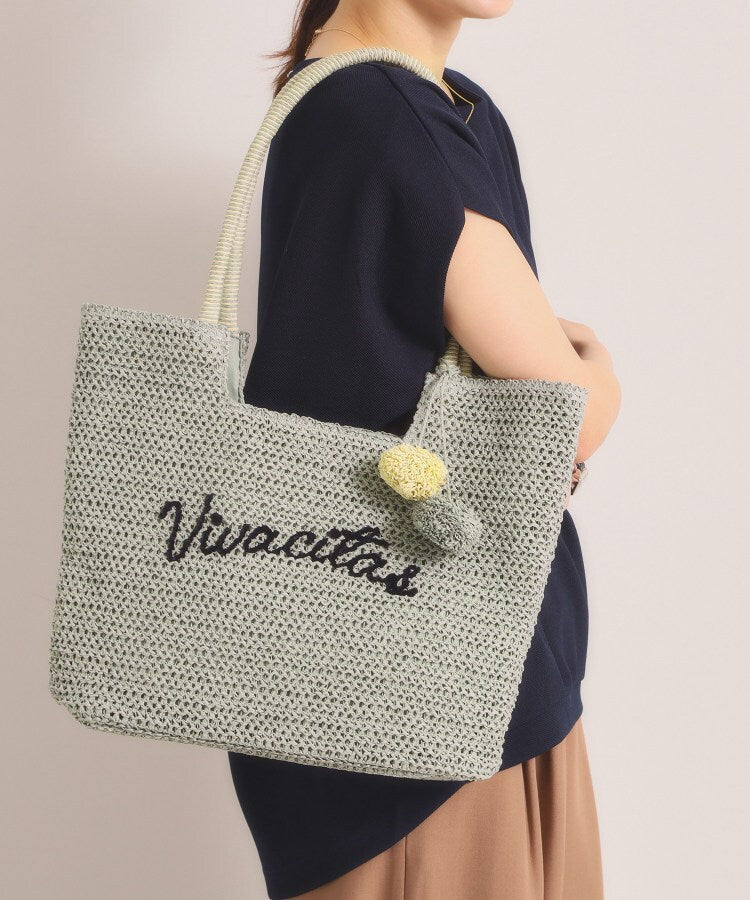 イッツデモ ITS'DEMO 雑材ロゴ刺繍チャーム付きトート （ベージュ(052)） ベージュ(052)
