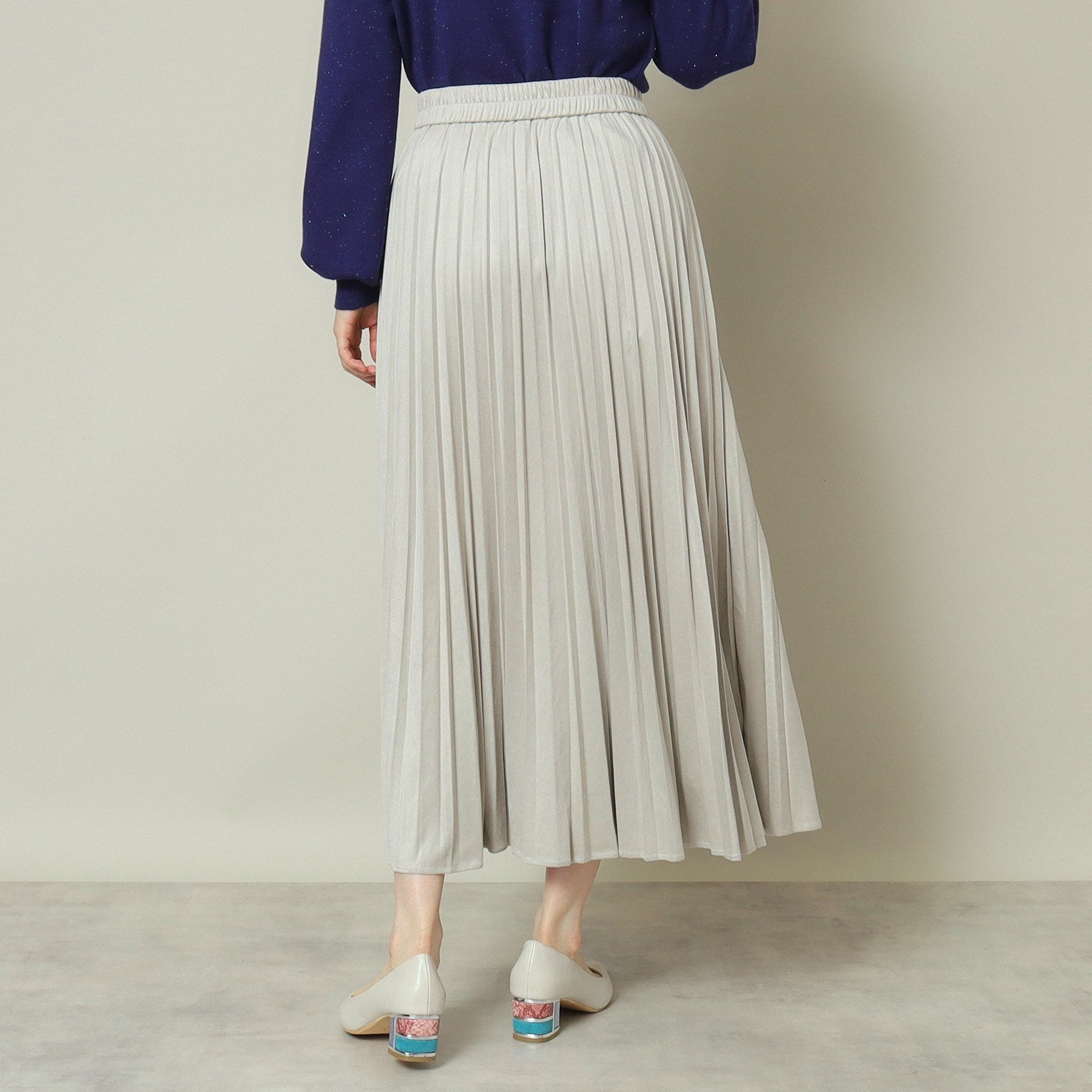 ITS' DEMO ITS'DEMO 【Elastic Waist / Hand Washable】 Fake Suede Pleated Skirt