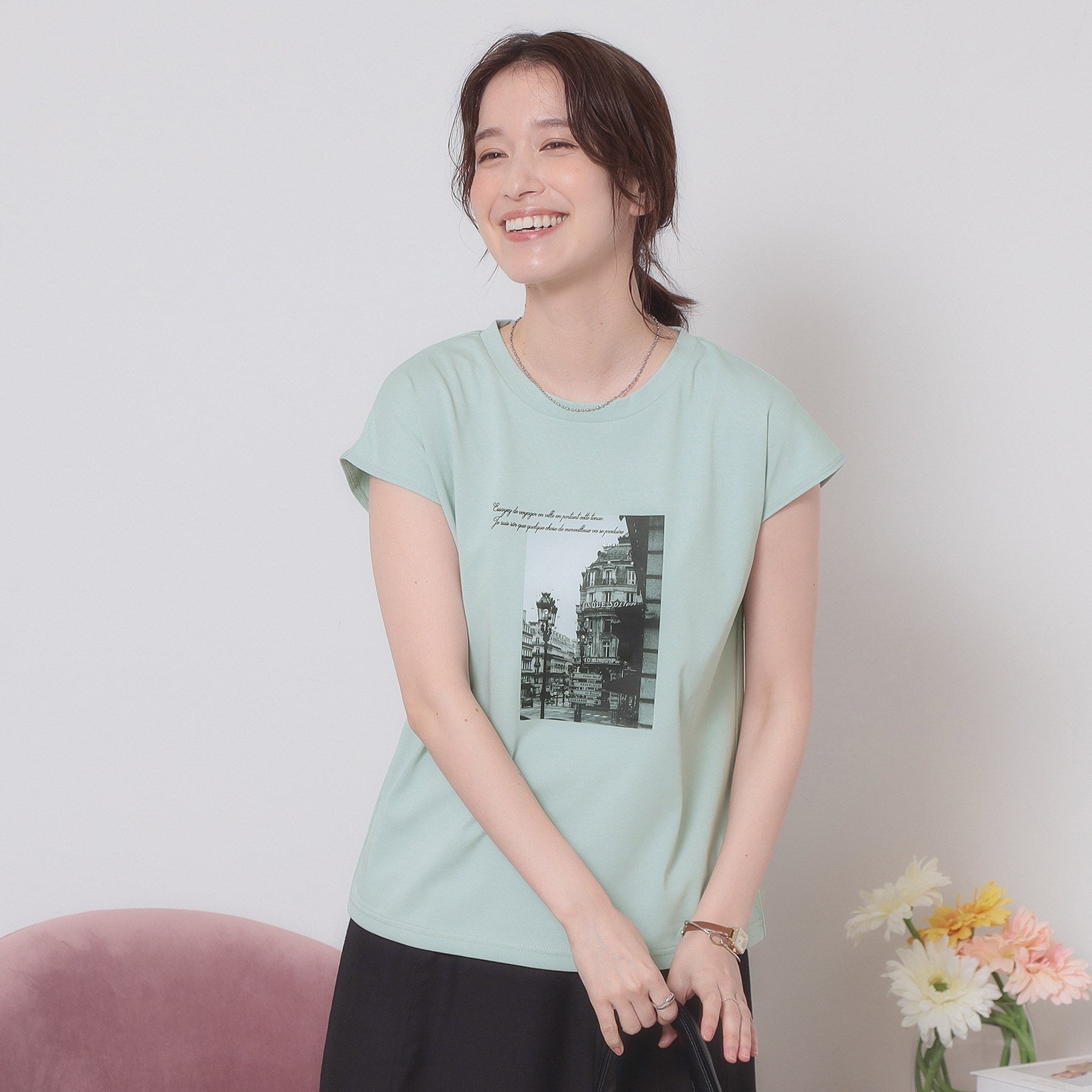 イッツデモ ITS'DEMO フォトフレンチTシャツ （ブルー(091)） ブルー(091)