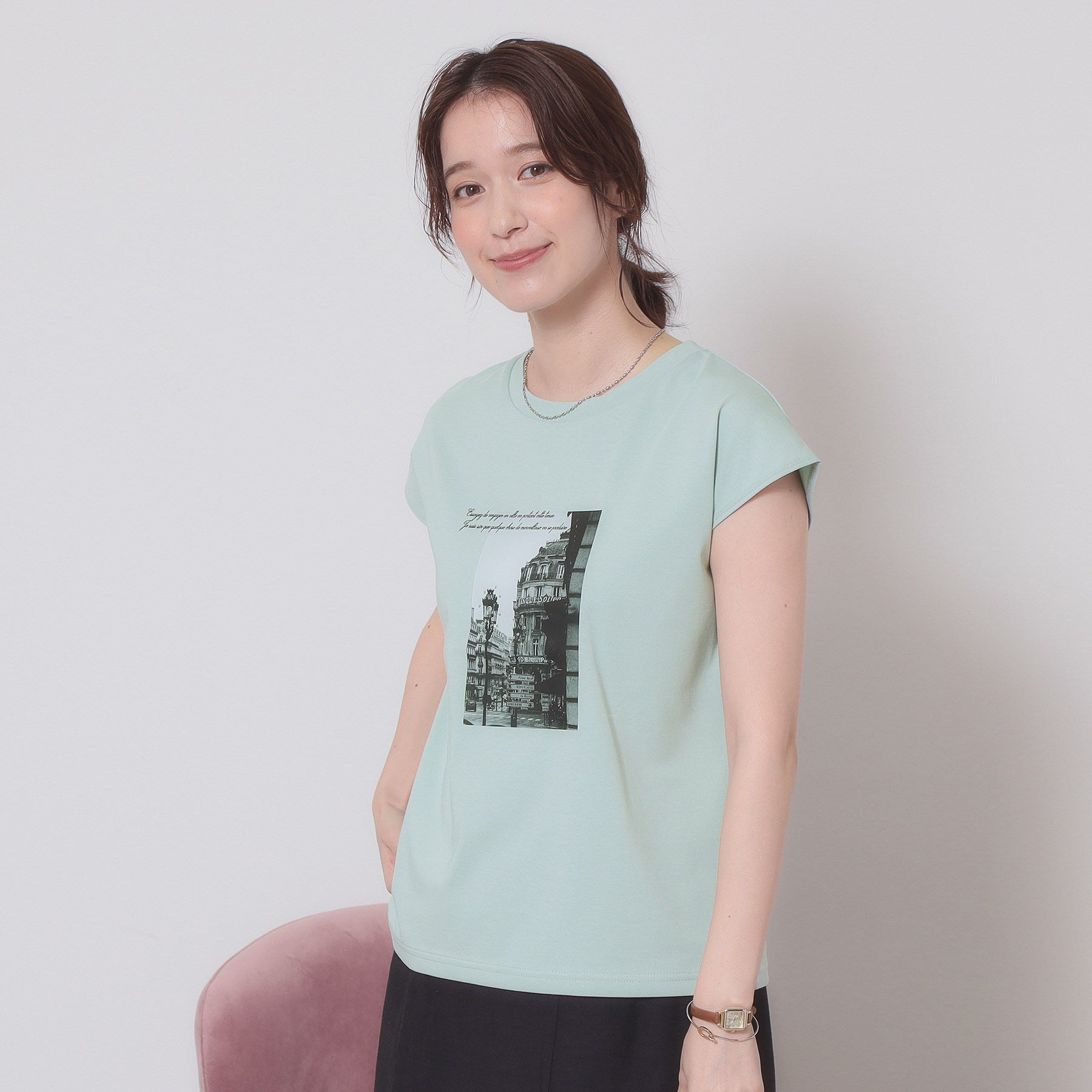 イッツデモ ITS'DEMO フォトフレンチTシャツ （ブルー(091)） ブルー(091)