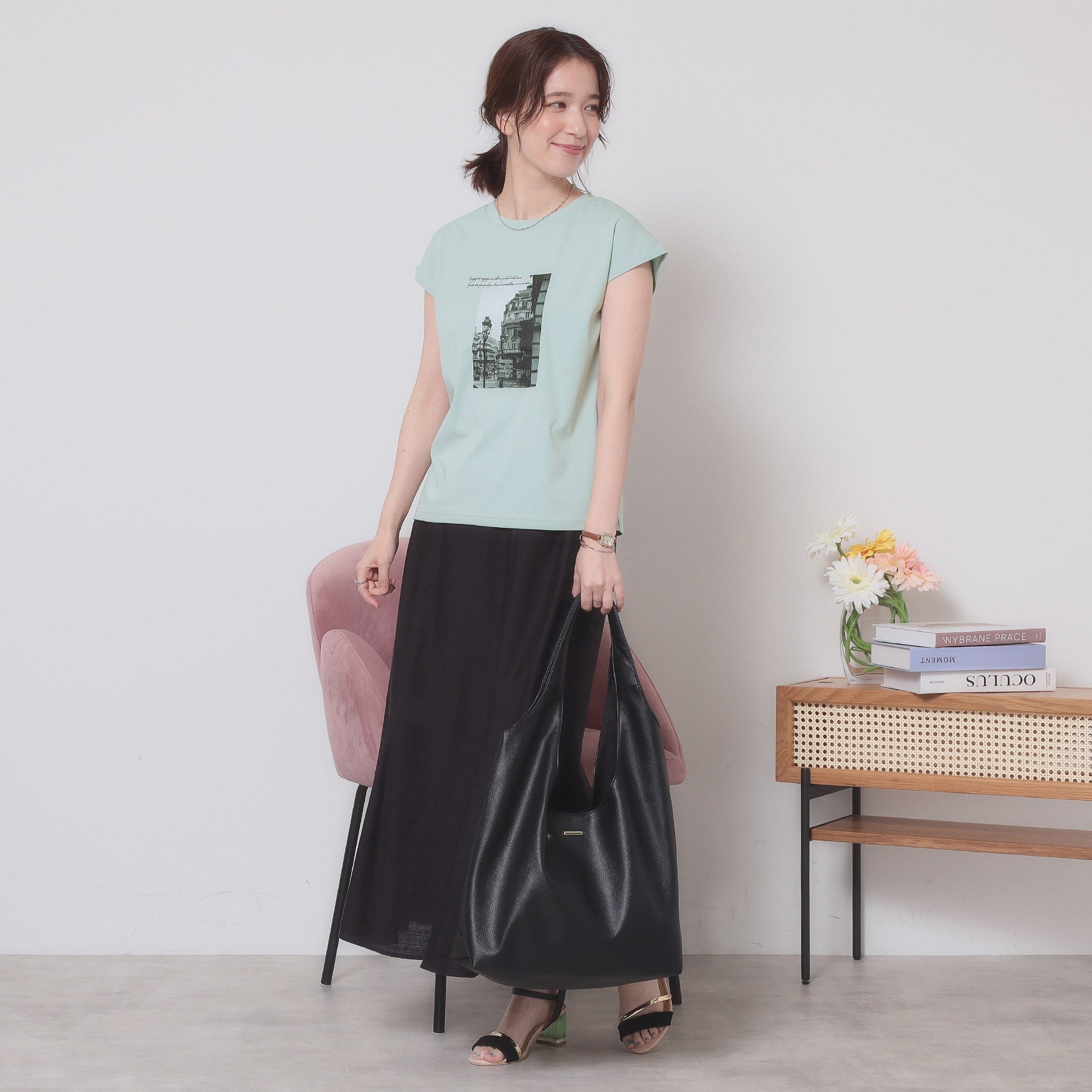 イッツデモ ITS'DEMO フォトフレンチTシャツ （ブルー(091)） ブルー(091)