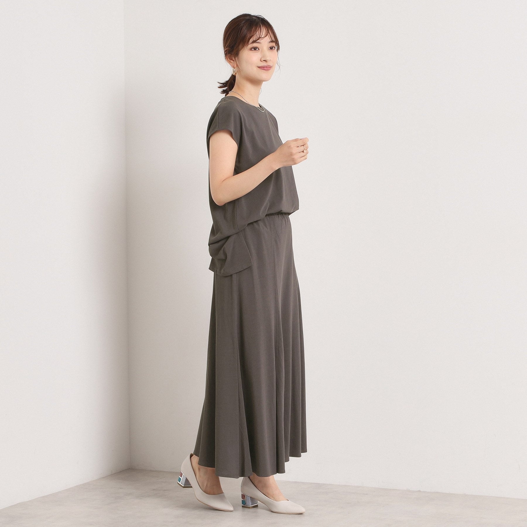 イッツデモ ITS'DEMO 【洗濯機OK／ウエストゴム】製品染め風ジャージーセットアップ （ブラウン(044)） ブラウン(044)