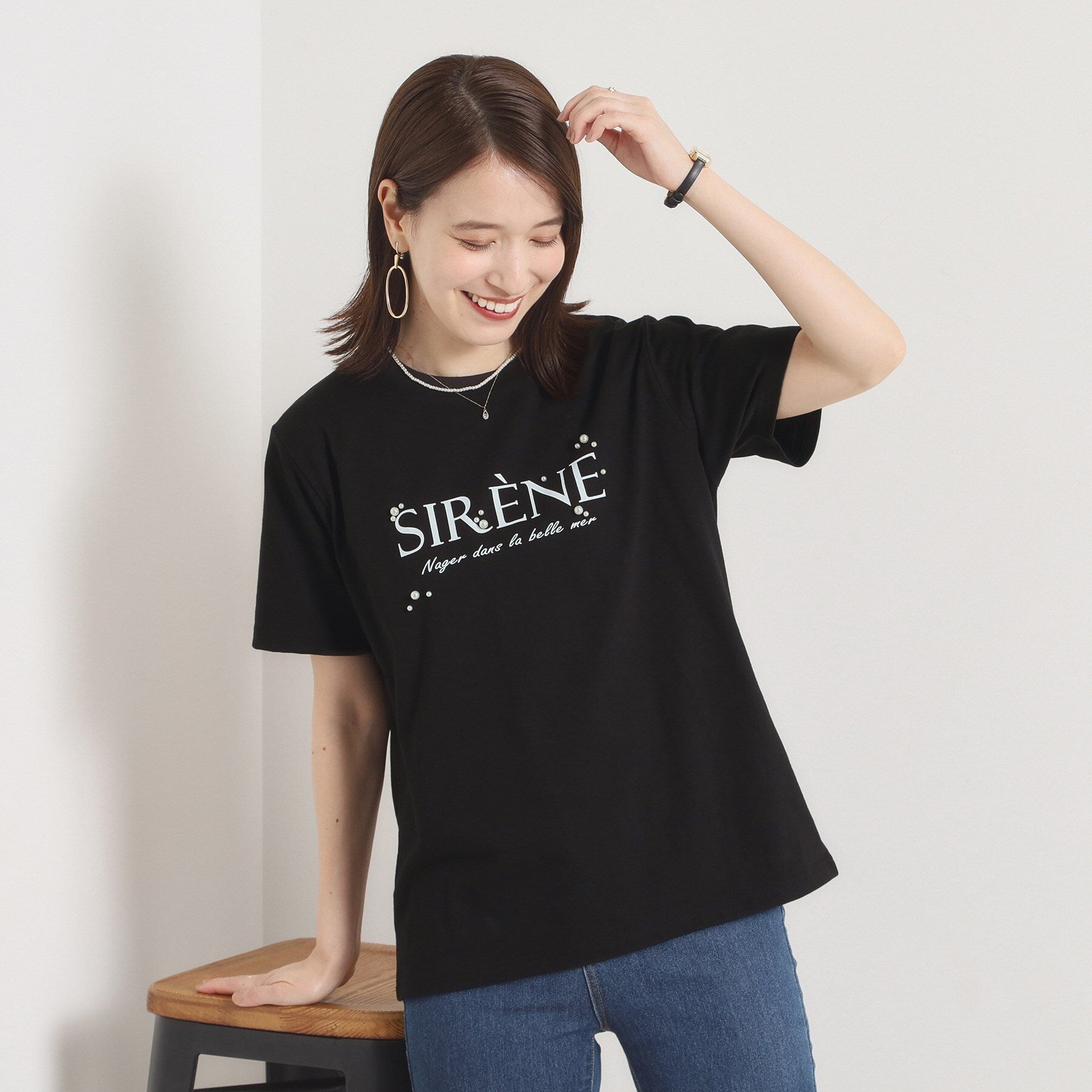 イッツデモ ITS'DEMO 【手洗い可】パール調ロゴTシャツ （ピンク(073)） ピンク(073)
