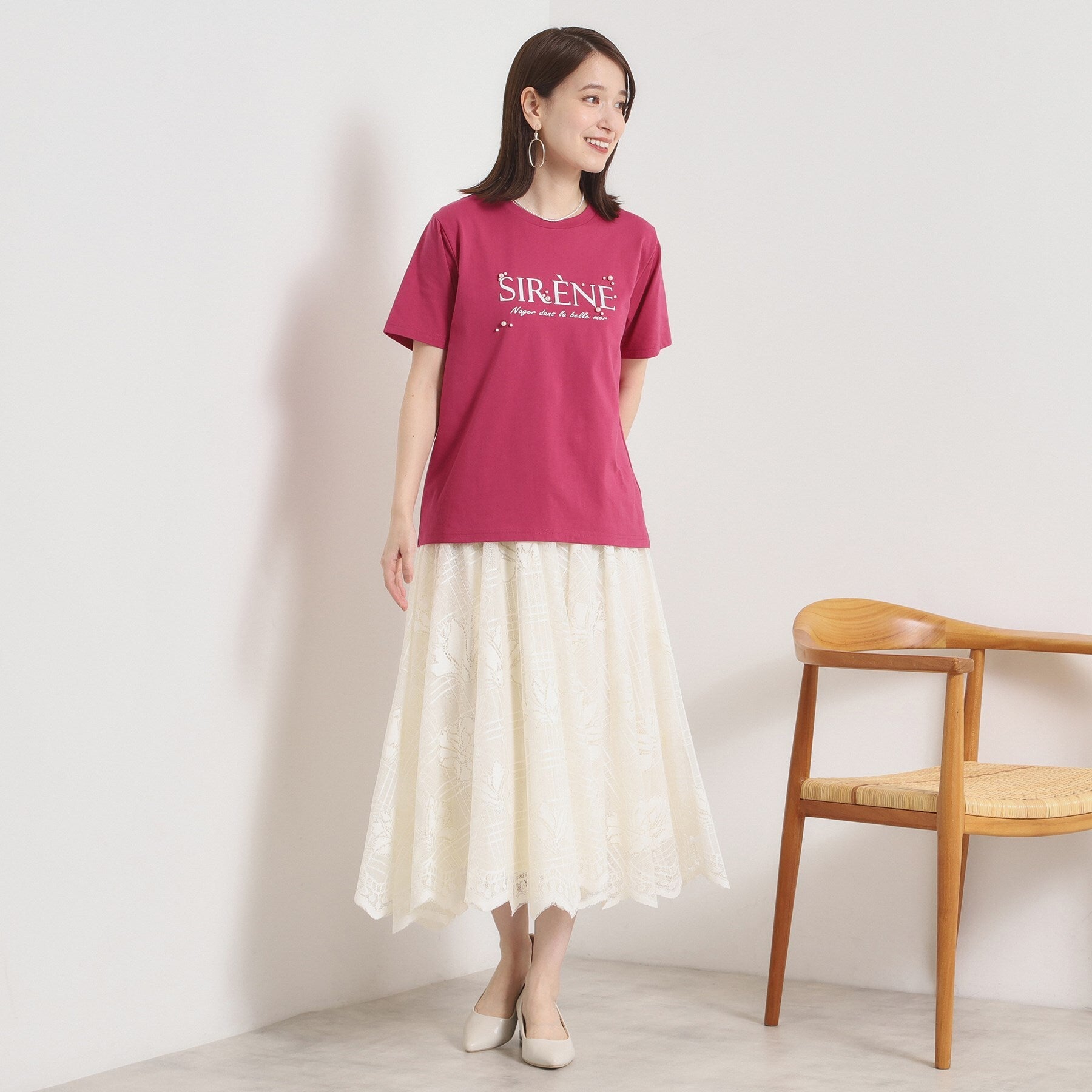 イッツデモ ITS'DEMO 【手洗い可】パール調ロゴTシャツ （ピンク(073)） ピンク(073)