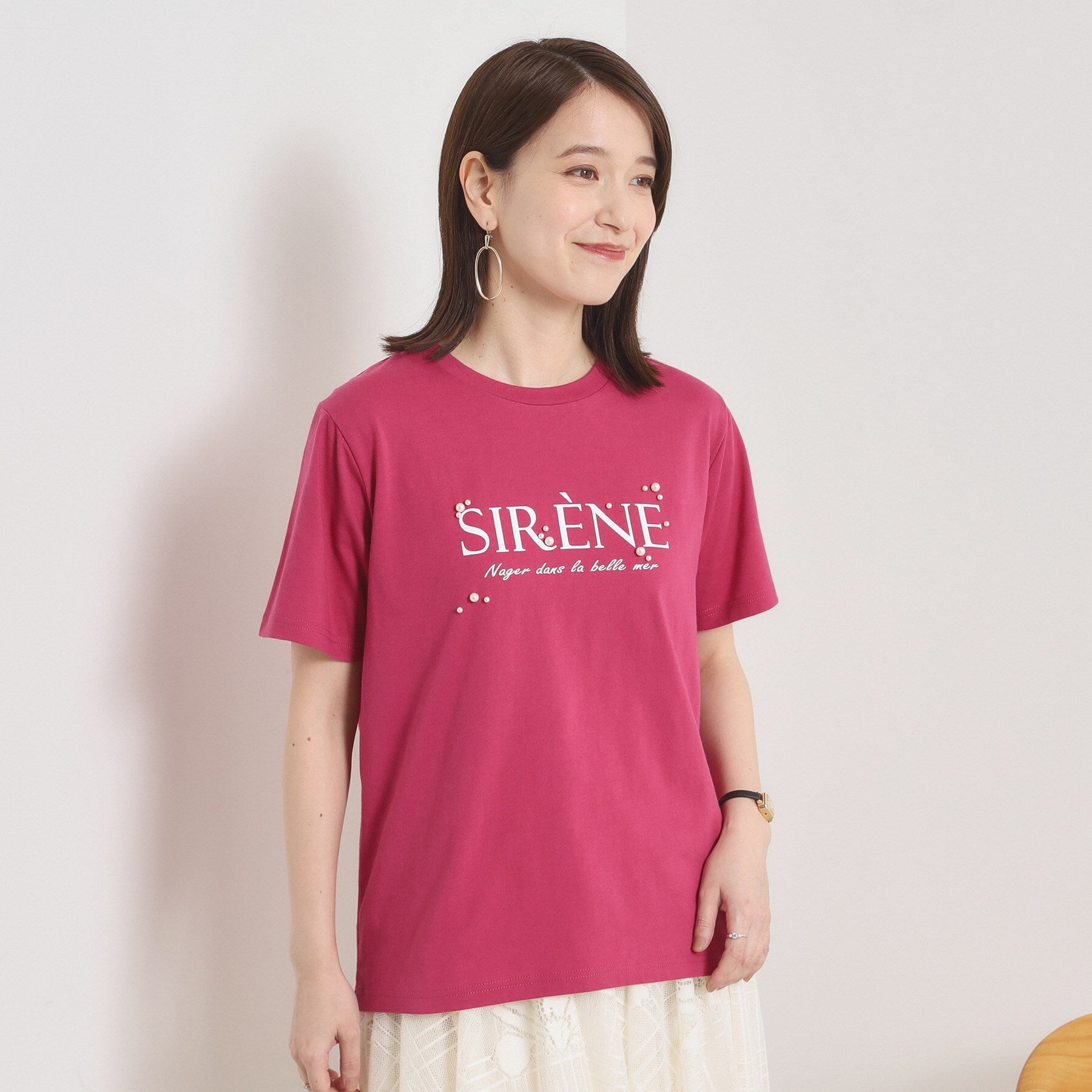 イッツデモ ITS'DEMO 【手洗い可】パール調ロゴTシャツ （ピンク(073)） ピンク(073)