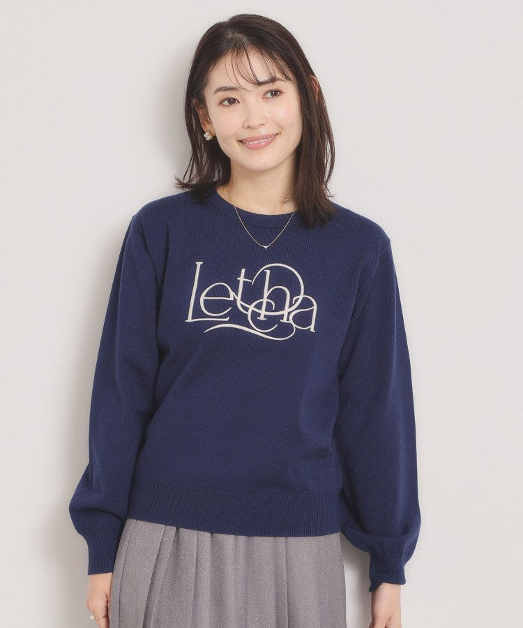イッツデモ ITS'DEMO ロゴ刺繍ニット （サックスブルー(090)） サックスブルー(090)
