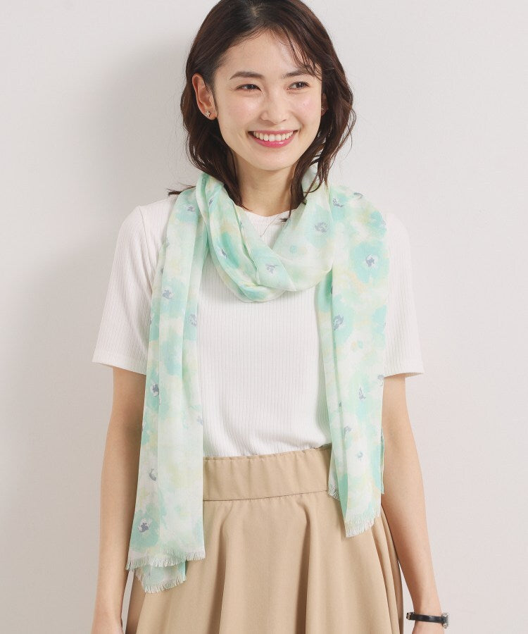 イッツデモ ITS'DEMO 【UV／接触冷感】水彩花柄ぼかしストール （ピンク(172)） ピンク(172)