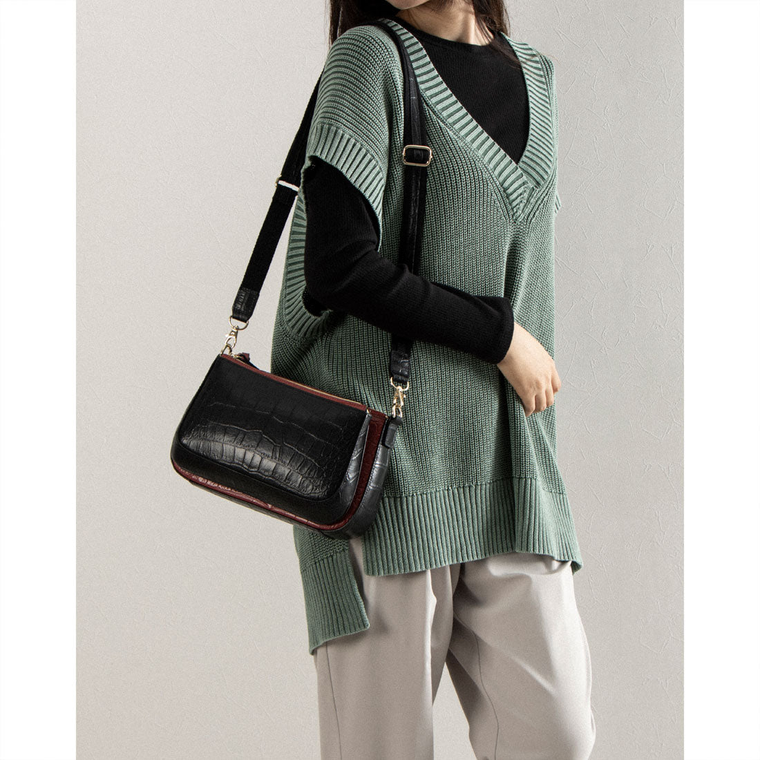 ITABELY genuine leather 2-way shoulder bag