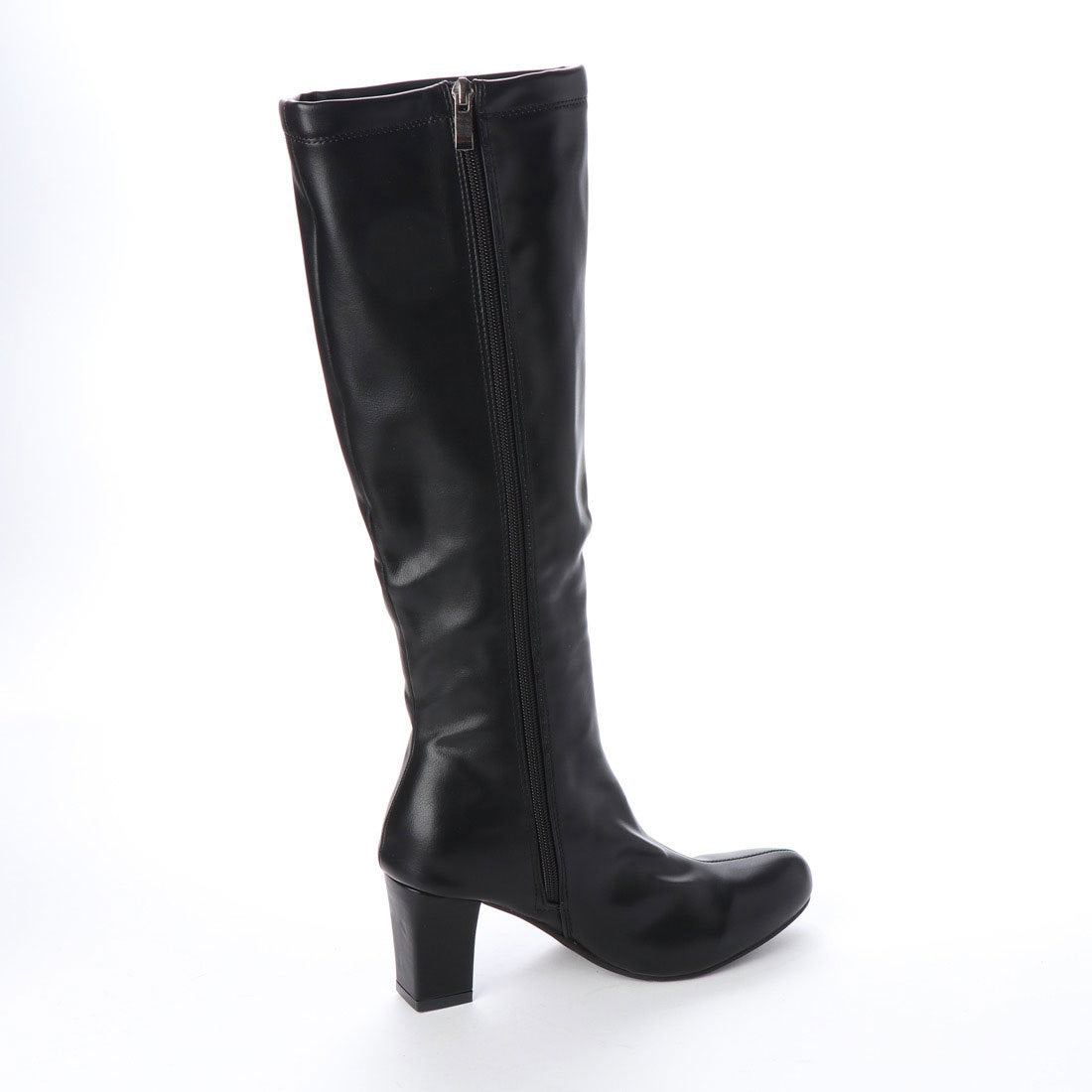 イタリコ ITALICO チャンキーヒール シンプルロングブーツ （ブラックスムース） ブラックスムース