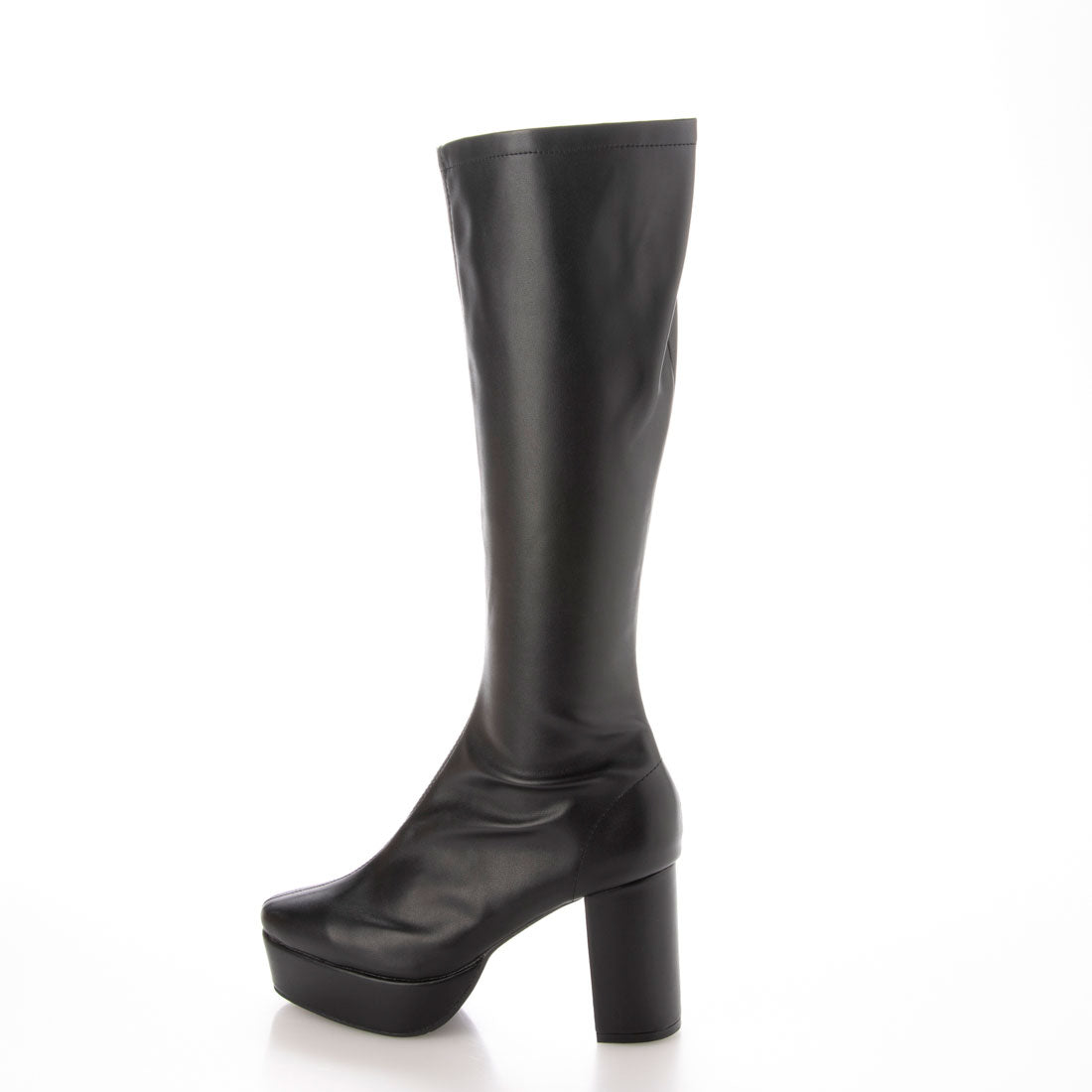 イタリコ ITALICO 厚底 チャンキーヒール ストレッチ ロングブーツ （ブラックスムース） ブラックスムース