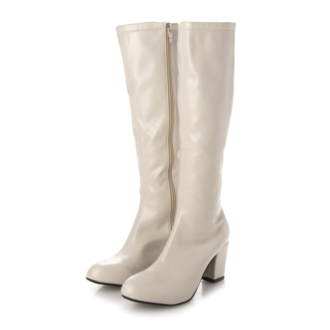 イタリコ ITALICO チャンキーヒール シンプルロングブーツ （アイボリースムース） アイボリースムース