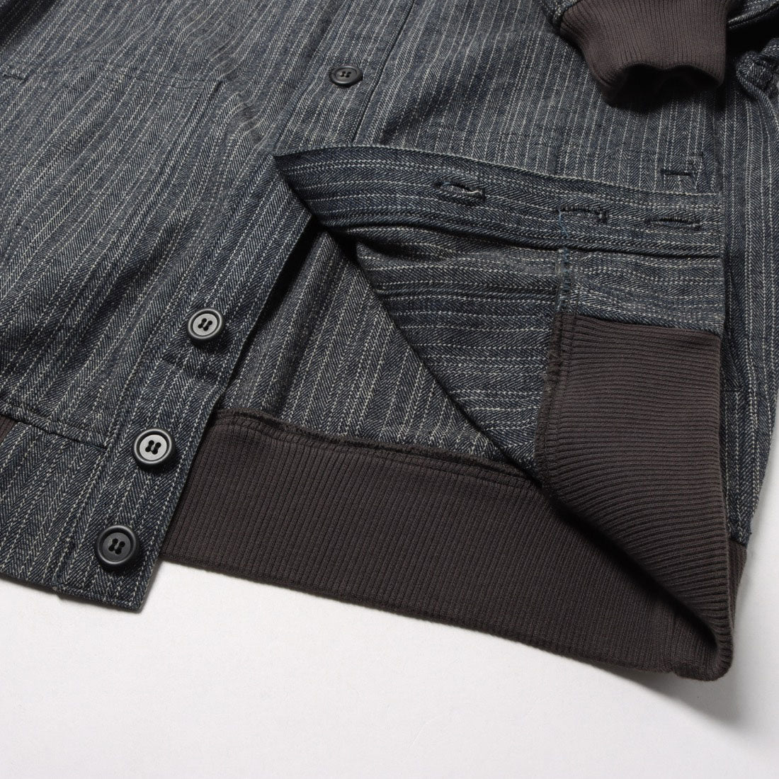 イタリコ ITALICO albe 日本製 ストライプ スタンド襟 ブルゾン （ネイビー） ネイビー