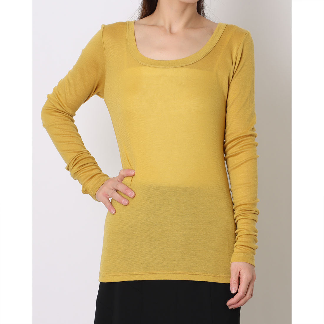 イタリコ ITALICO 日本製 MARIED'OR マリードール クルーネック長袖ニットカットソー （マスタード） マスタード