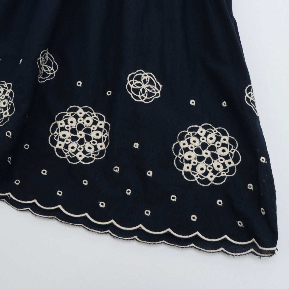 イタリコ ITALICO 日本製 ギャザー 刺繍 チュニックワンピース （ネイビー） ネイビー