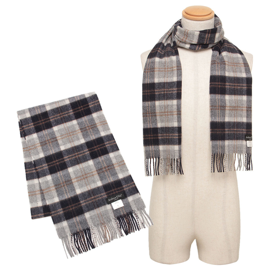 ジョシュアエリス Joshua Ellis ストール グレー ホワイト メンズ レディース ユニセックス JOSHUA ELLIS LCK 51743,W GREY WHITE B CAMEL N NAVY