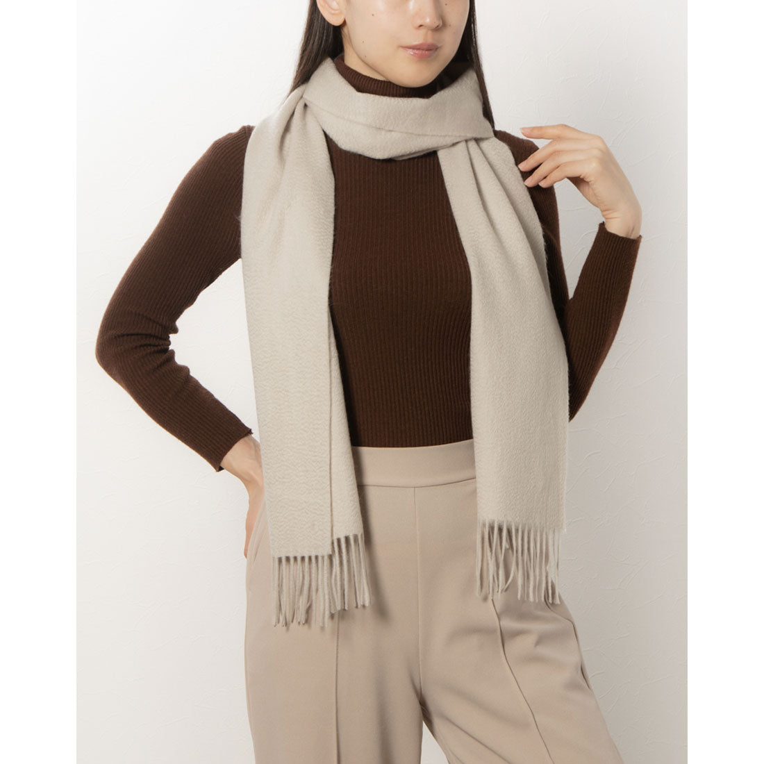 ジョワクレール Joieclair カシミヤ100%マフラー （グレージュ） グレージュ