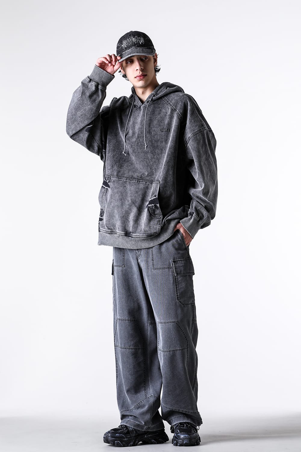 ジュン ジー Juun.J Washed Nylon Work Pants （Grey） Grey
