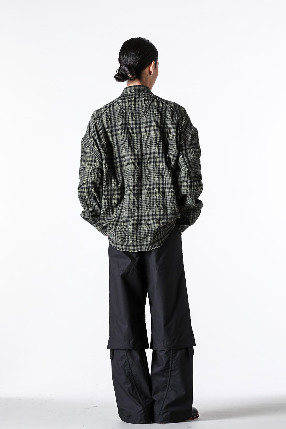 ジュン ジー Juun.J Dual Sleeve Crinkled Check Shirts （Khaki） Khaki