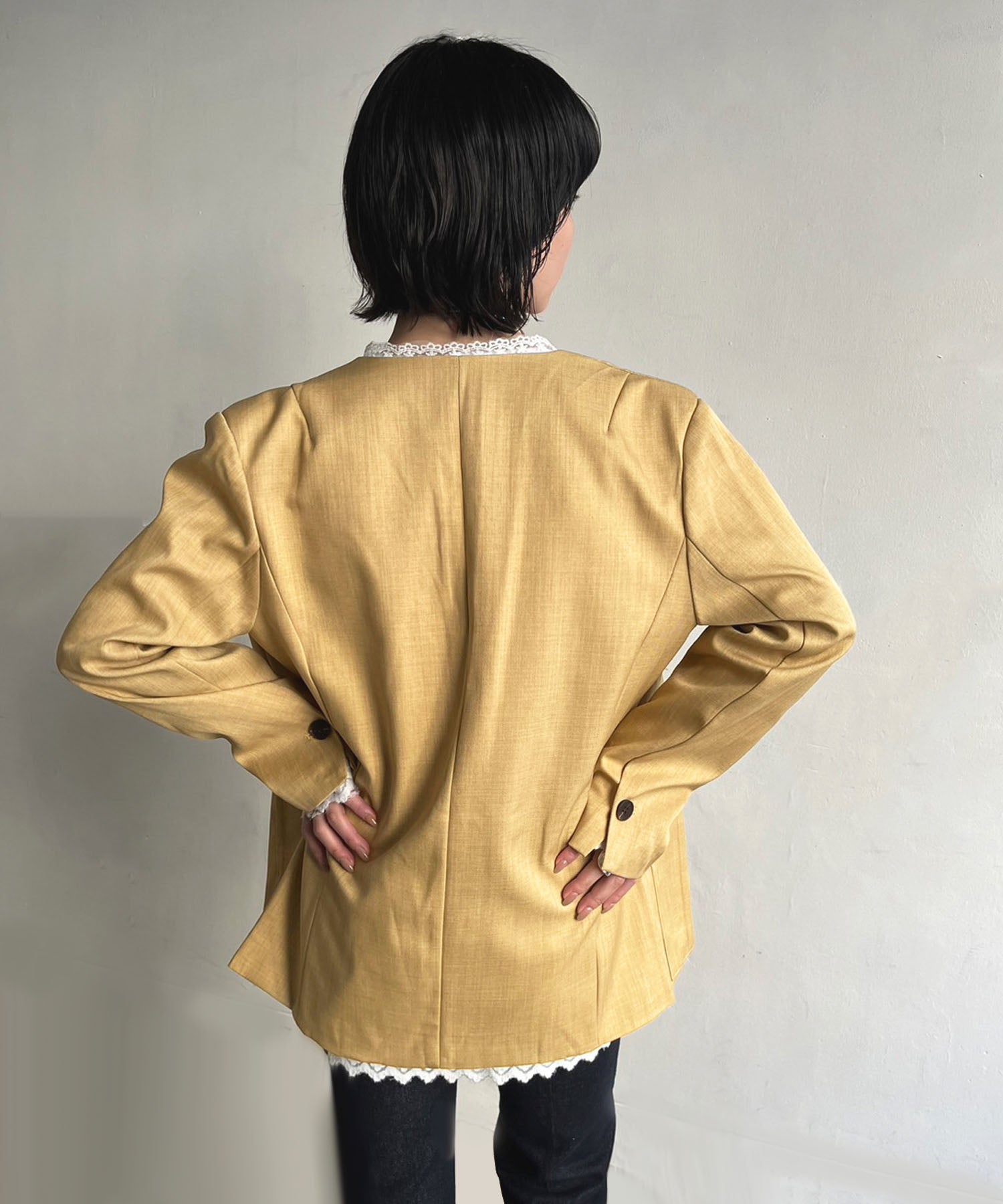ジュエローブ Jewelobe タックポケットノーカラージャケット