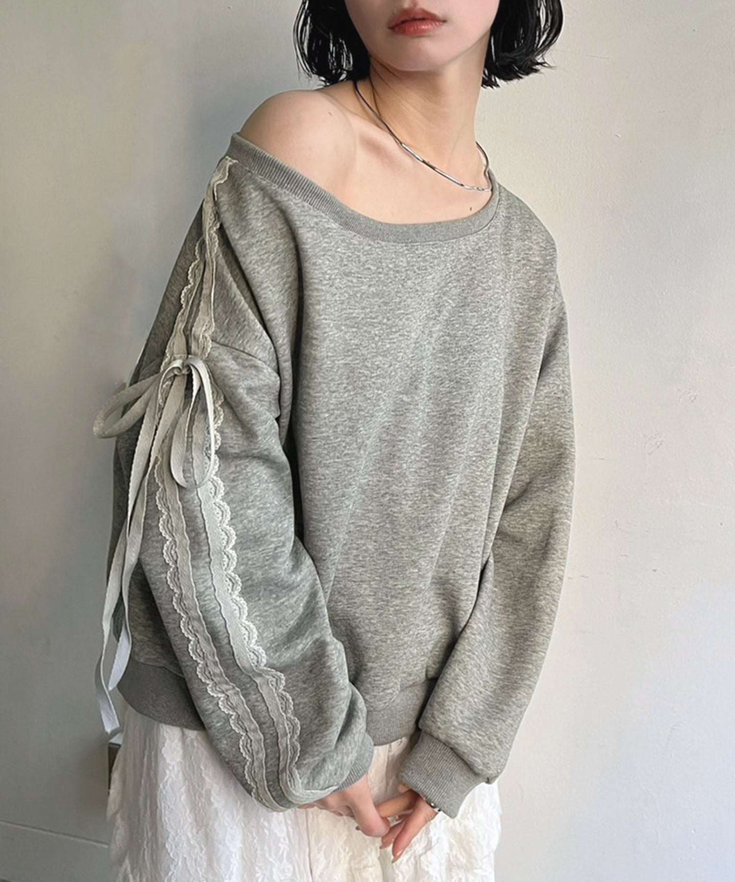 Jewelobe Jewelobe 寬鬆船領蕾絲蝴蝶結套頭衫