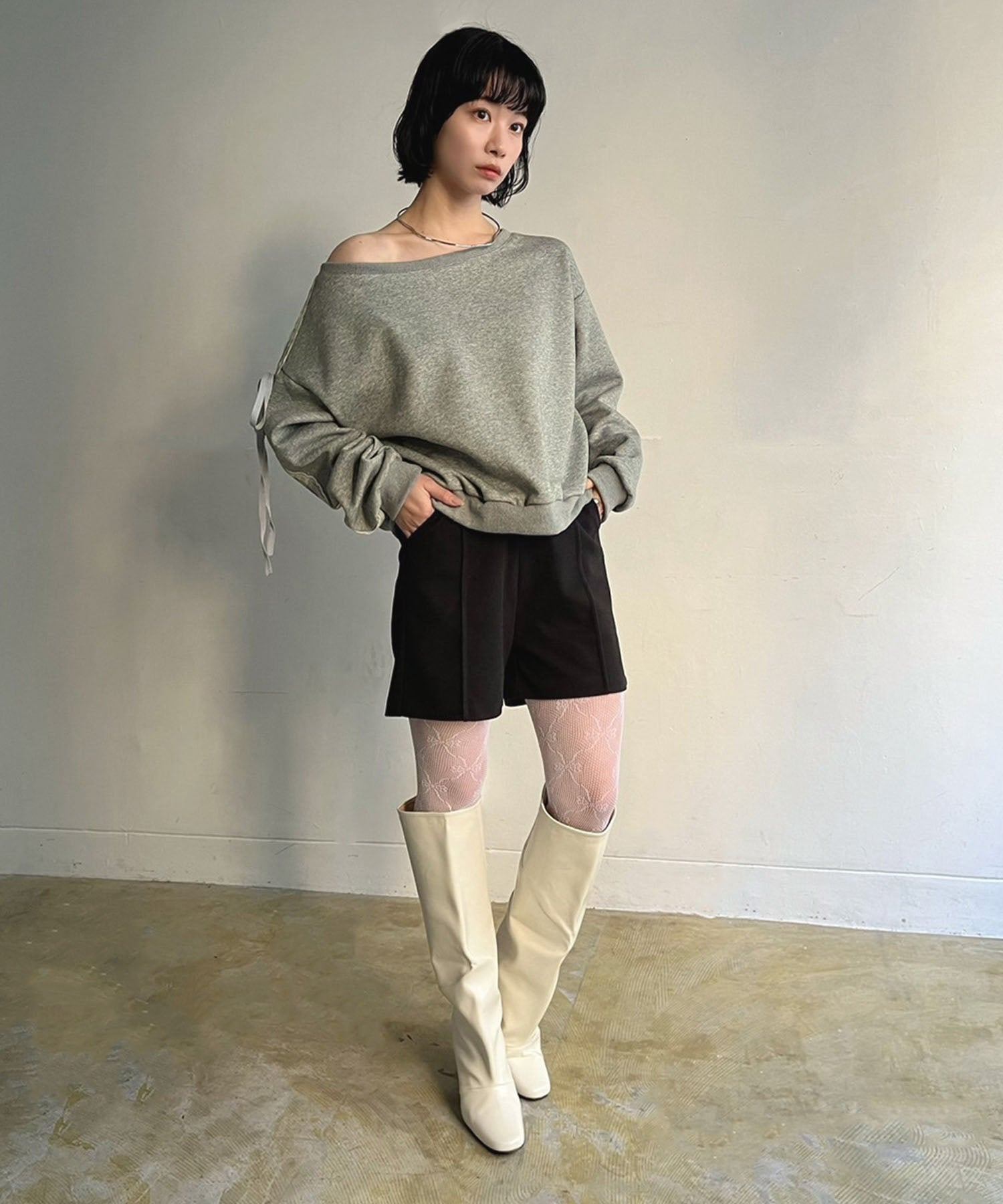 Jewelobe Jewelobe 寬鬆船領蕾絲蝴蝶結套頭衫