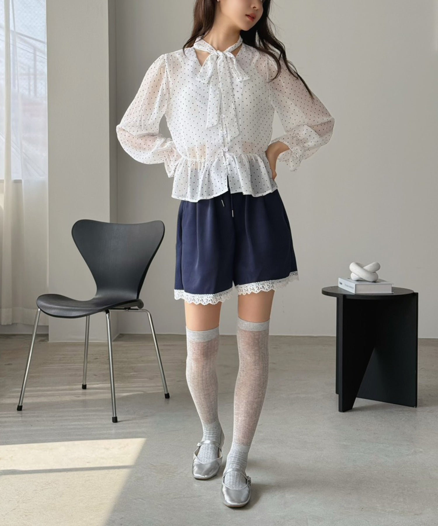 ジュエローブ Jewelobe レースデザインスエットショートパンツ （ネイビー） ネイビー