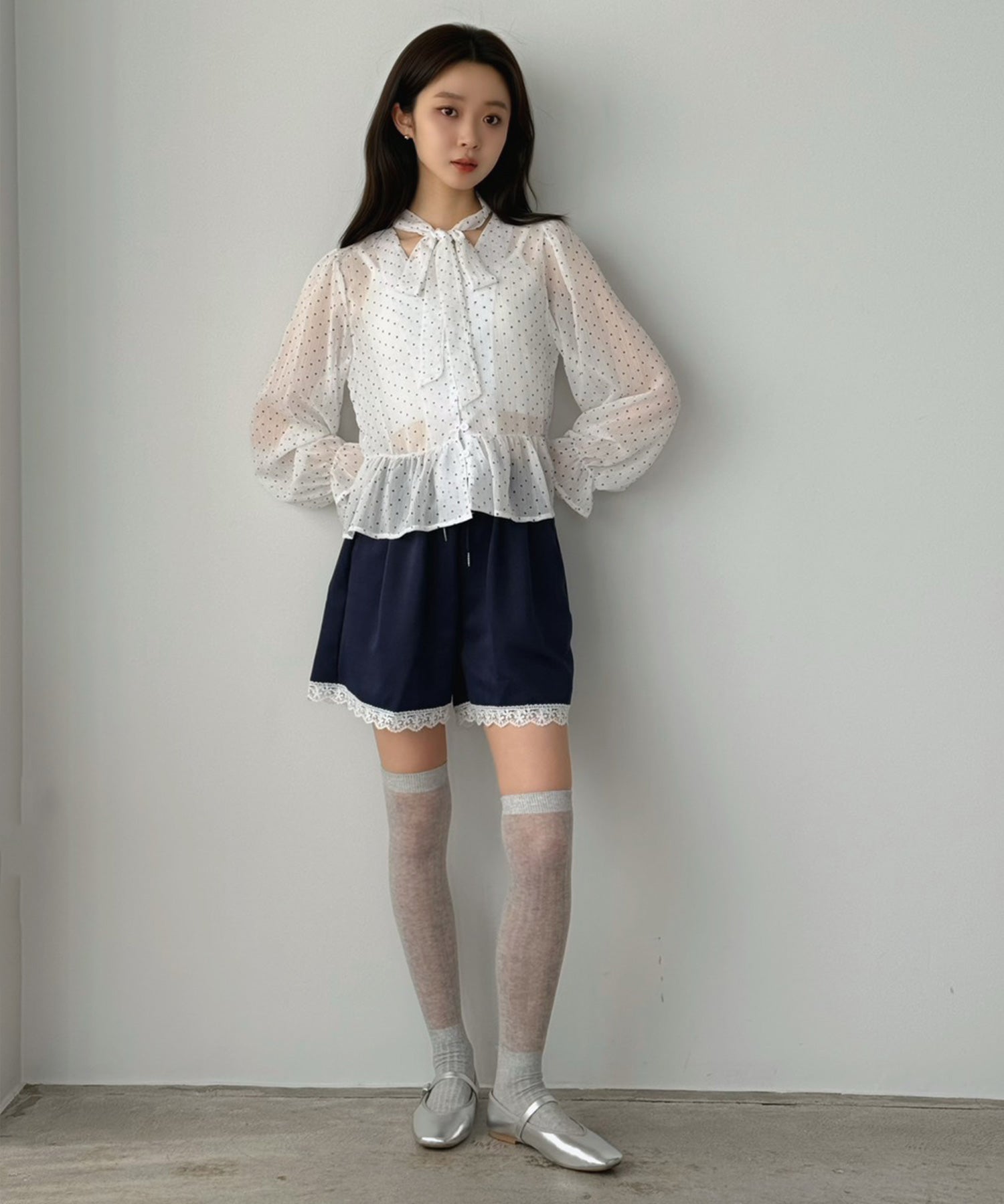 ジュエローブ Jewelobe レースデザインスエットショートパンツ （ネイビー） ネイビー