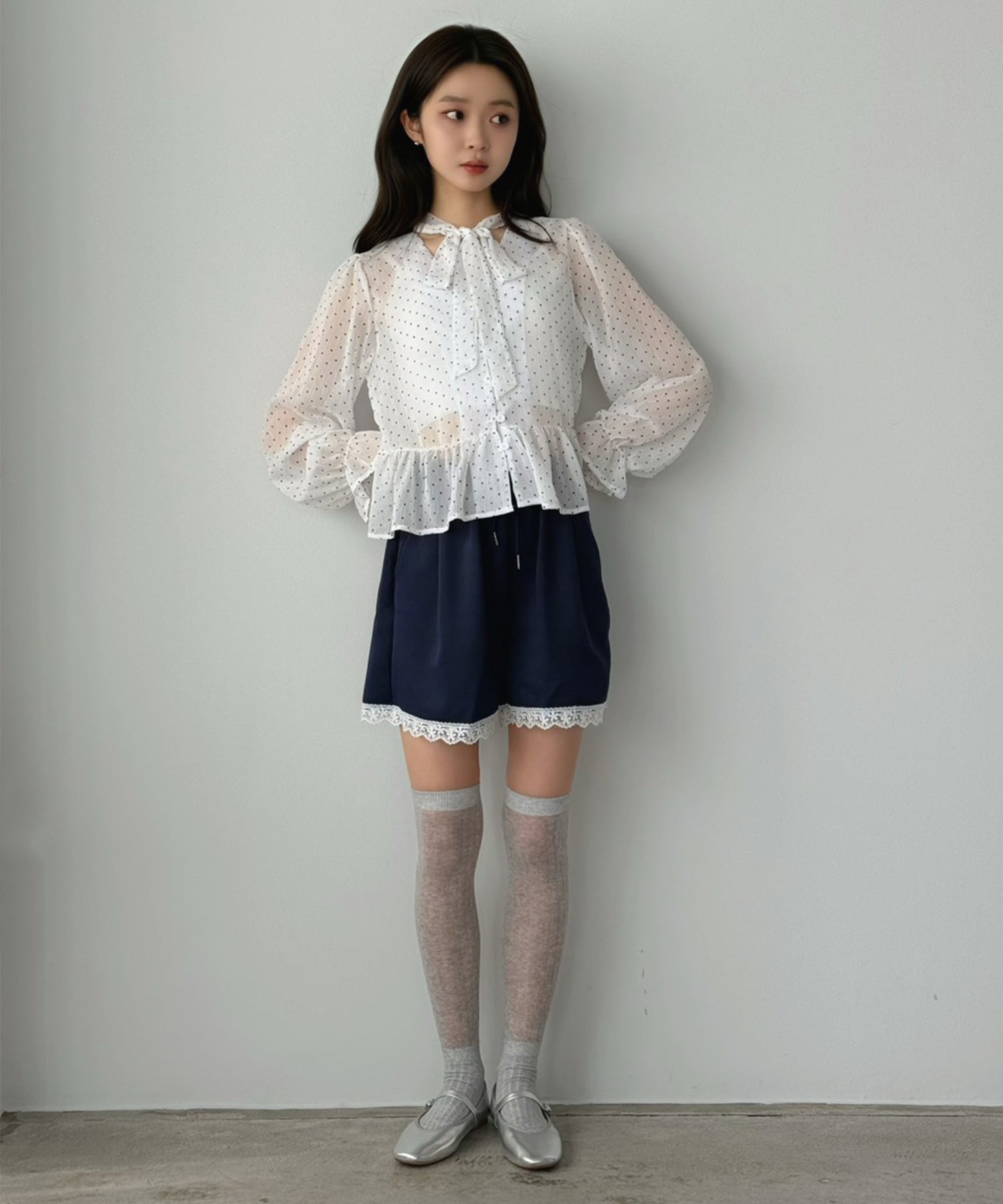 ジュエローブ Jewelobe レースデザインスエットショートパンツ （ネイビー） ネイビー