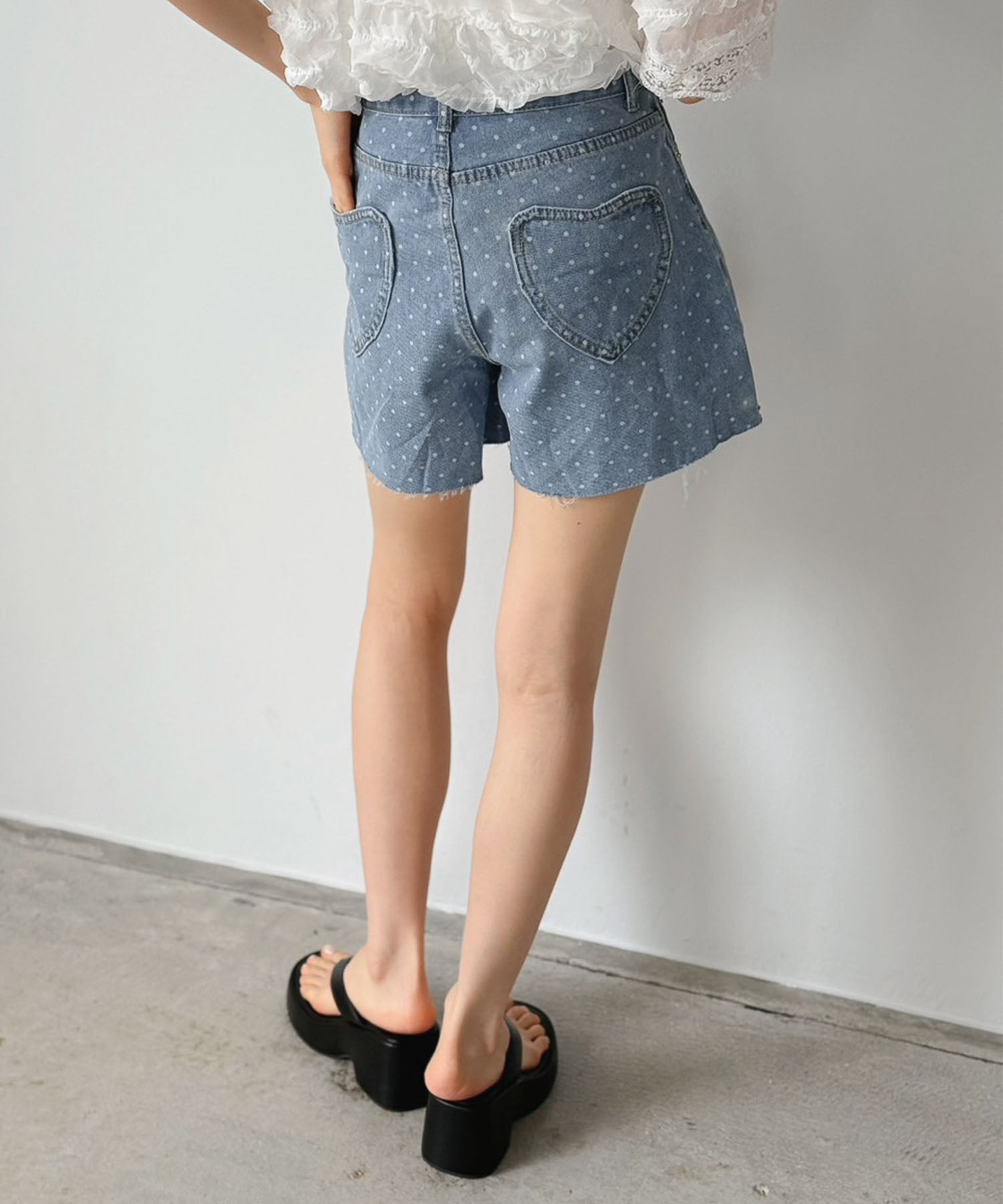 ジュエローブ Jewelobe ミニドットデニムパンツ （サックスブルー） サックスブルー