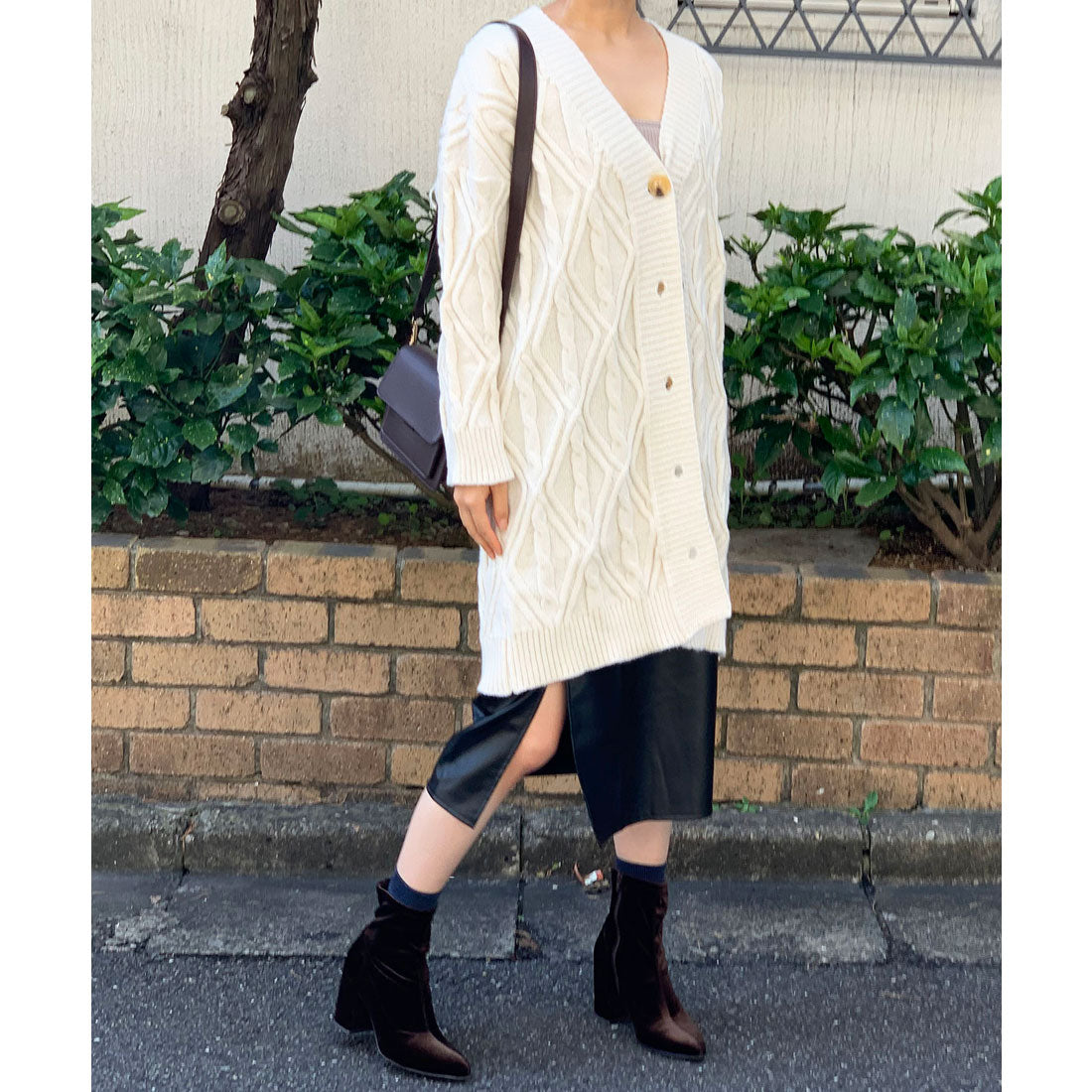 ジュエローブ Jewelobe ケーブルロングニットカーディガン