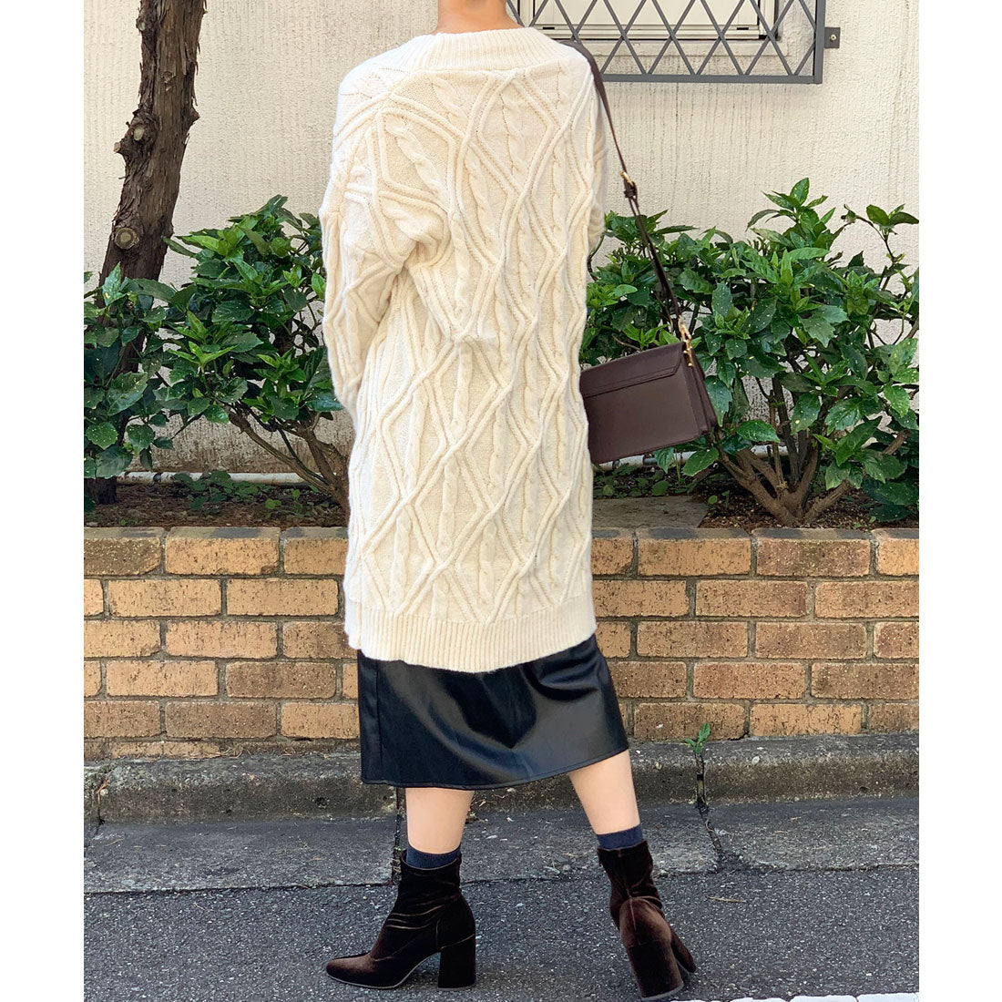 ジュエローブ Jewelobe ケーブルロングニットカーディガン