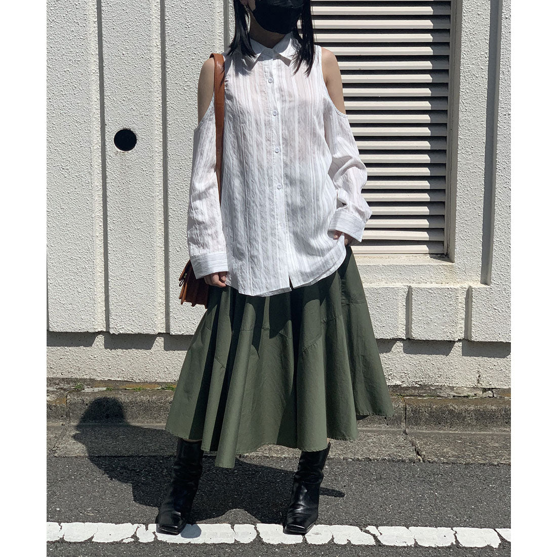 ジュエローブ Jewelobe 肩あきストライプシアーシャツ
