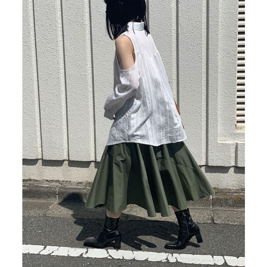 ジュエローブ Jewelobe 肩あきストライプシアーシャツ