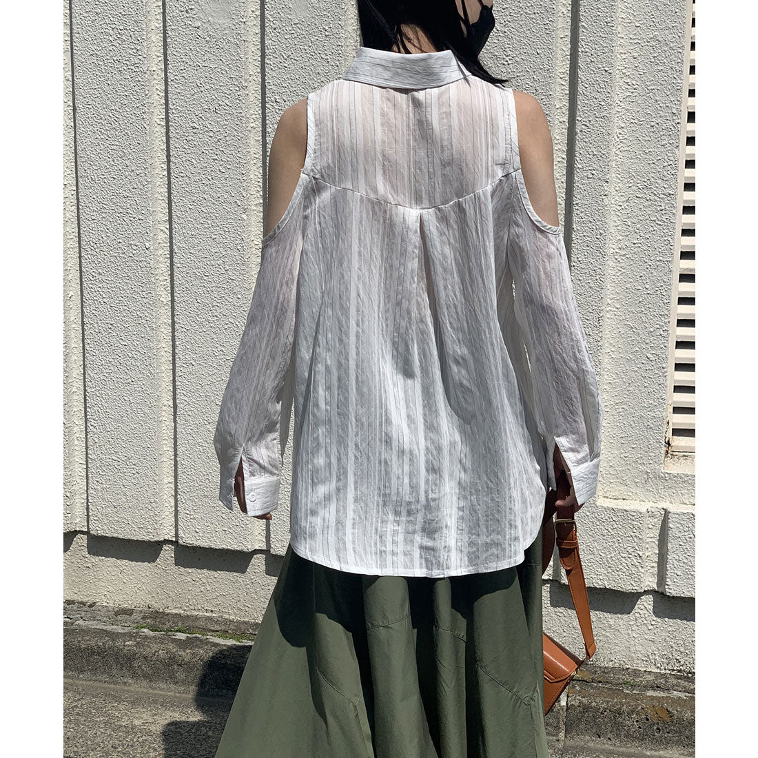 ジュエローブ Jewelobe 肩あきストライプシアーシャツ