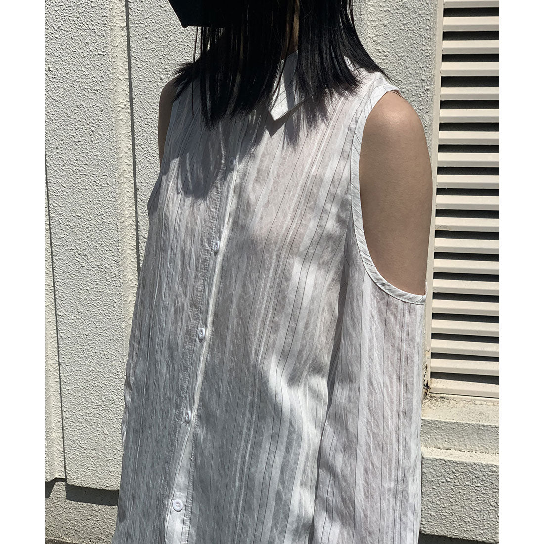 ジュエローブ Jewelobe 肩あきストライプシアーシャツ