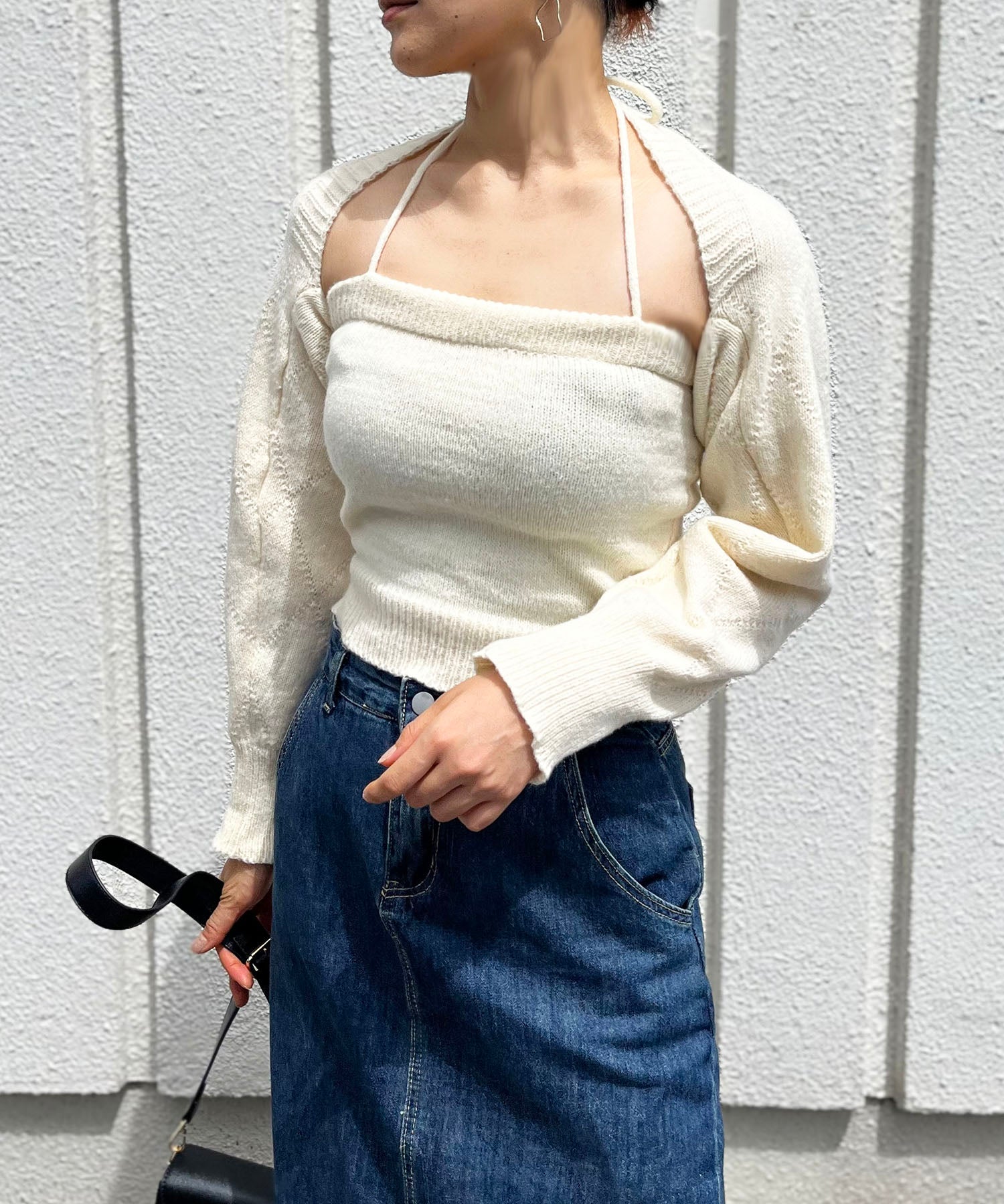 ジュエローブ Jewelobe ボレロ×チューブトップセットアップ,アイボリー