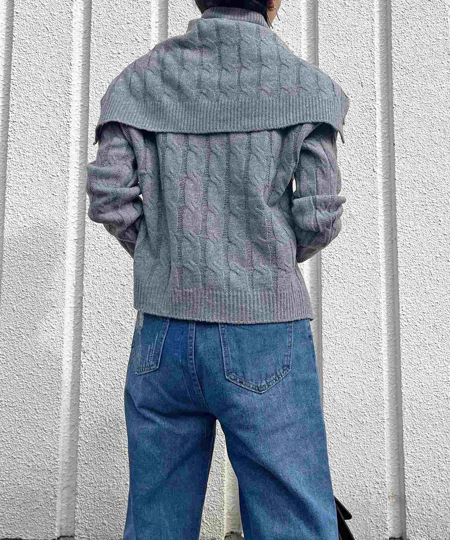 珠寶的珠寶電纜針織套與頸部變暖