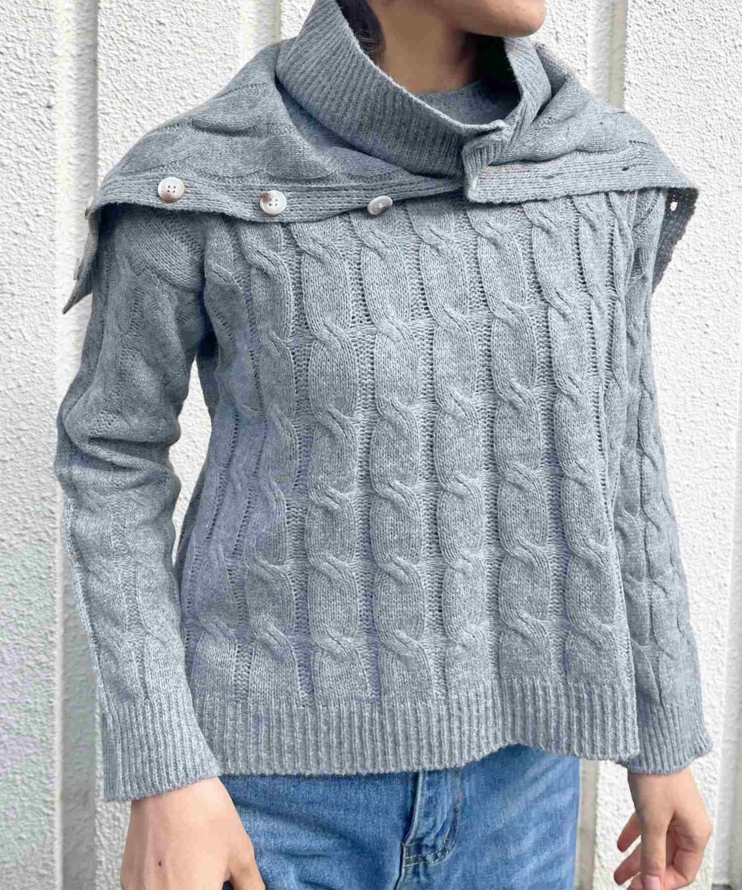 珠寶的珠寶電纜針織套與頸部變暖