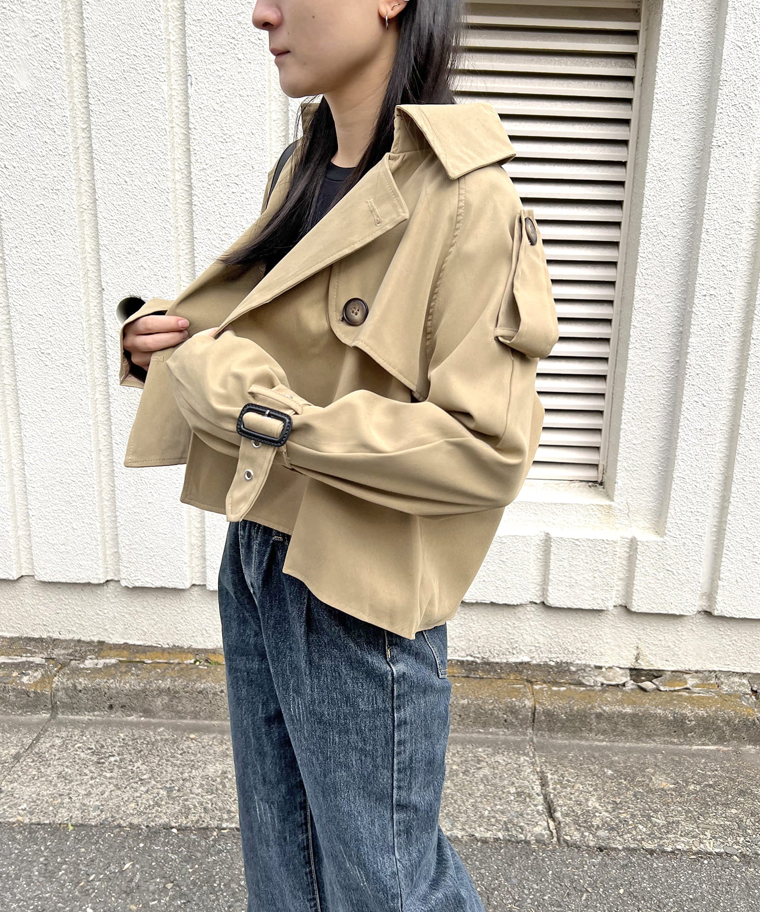 ジュエローブ Jewelobe キャンディースリーブショートトレンチコート
