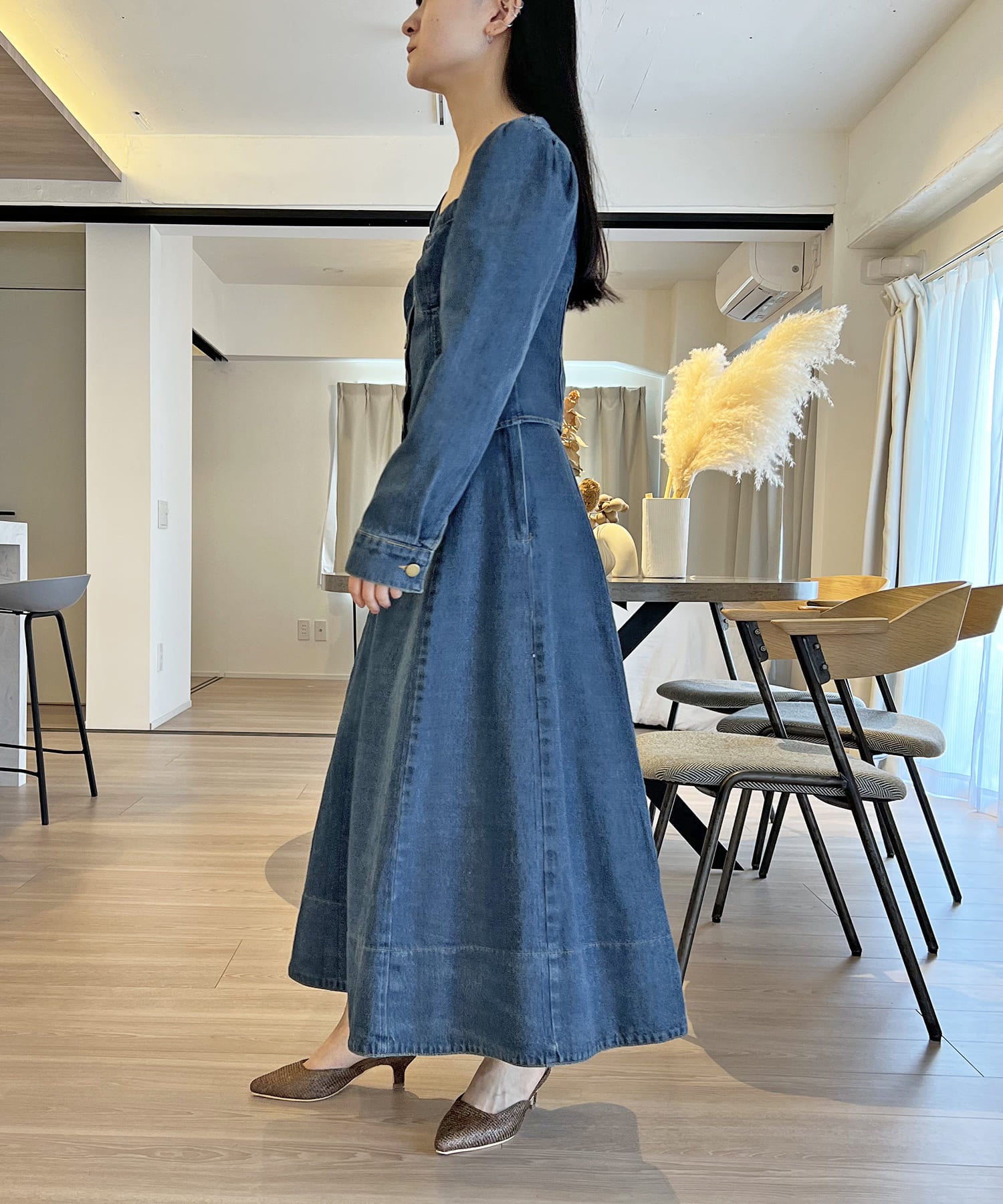 ジュエローブ Jewelobe ビスチェジャケット×フレアスカート デニムセットアップ （ネイビー） ネイビー