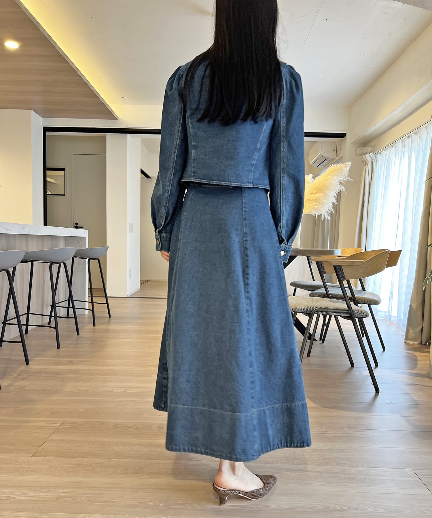 ジュエローブ Jewelobe ビスチェジャケット×フレアスカート デニムセットアップ