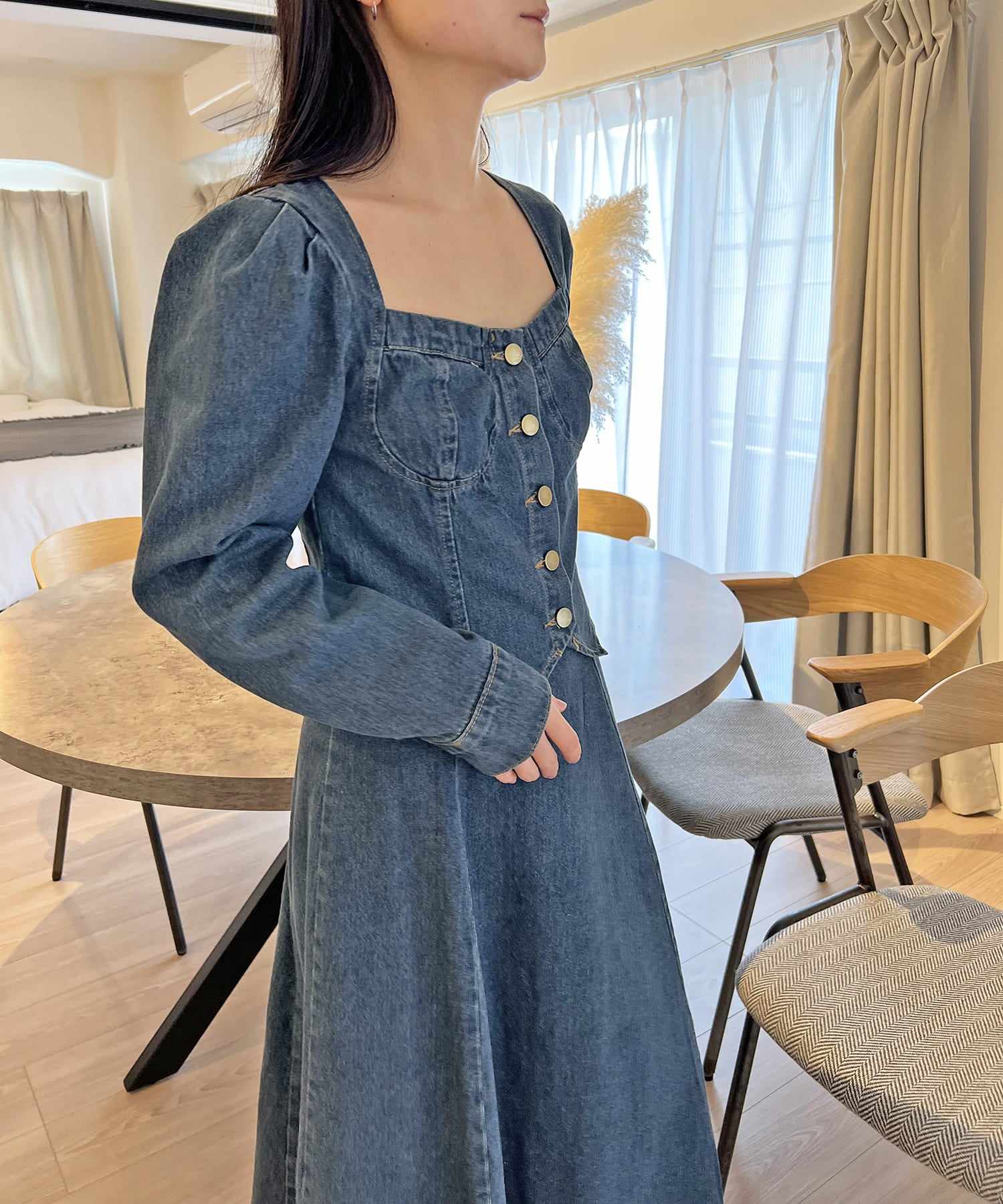 ジュエローブ Jewelobe ビスチェジャケット×フレアスカート デニムセットアップ