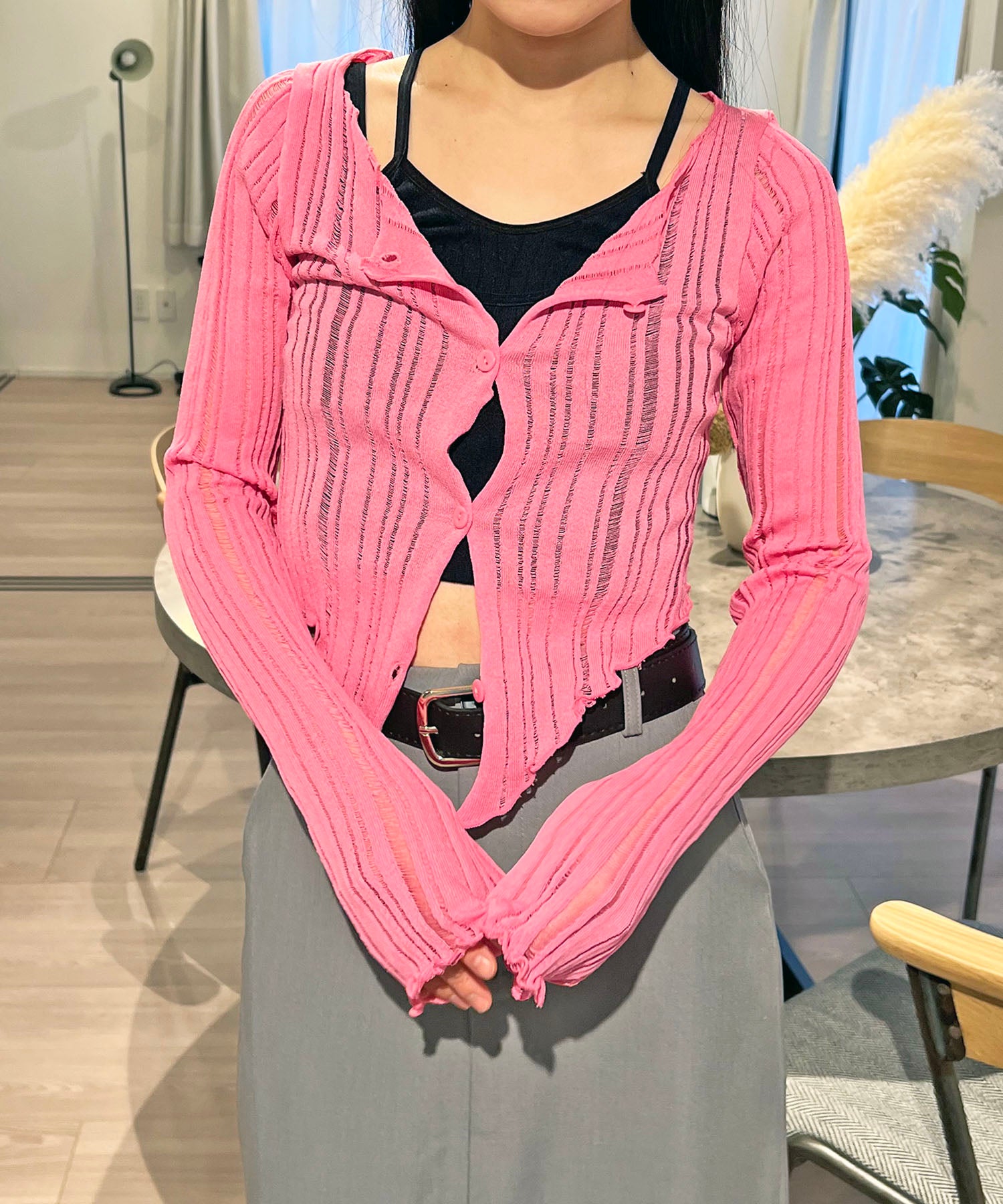 ジュエローブ Jewelobe タイトダメージニットカーディガン