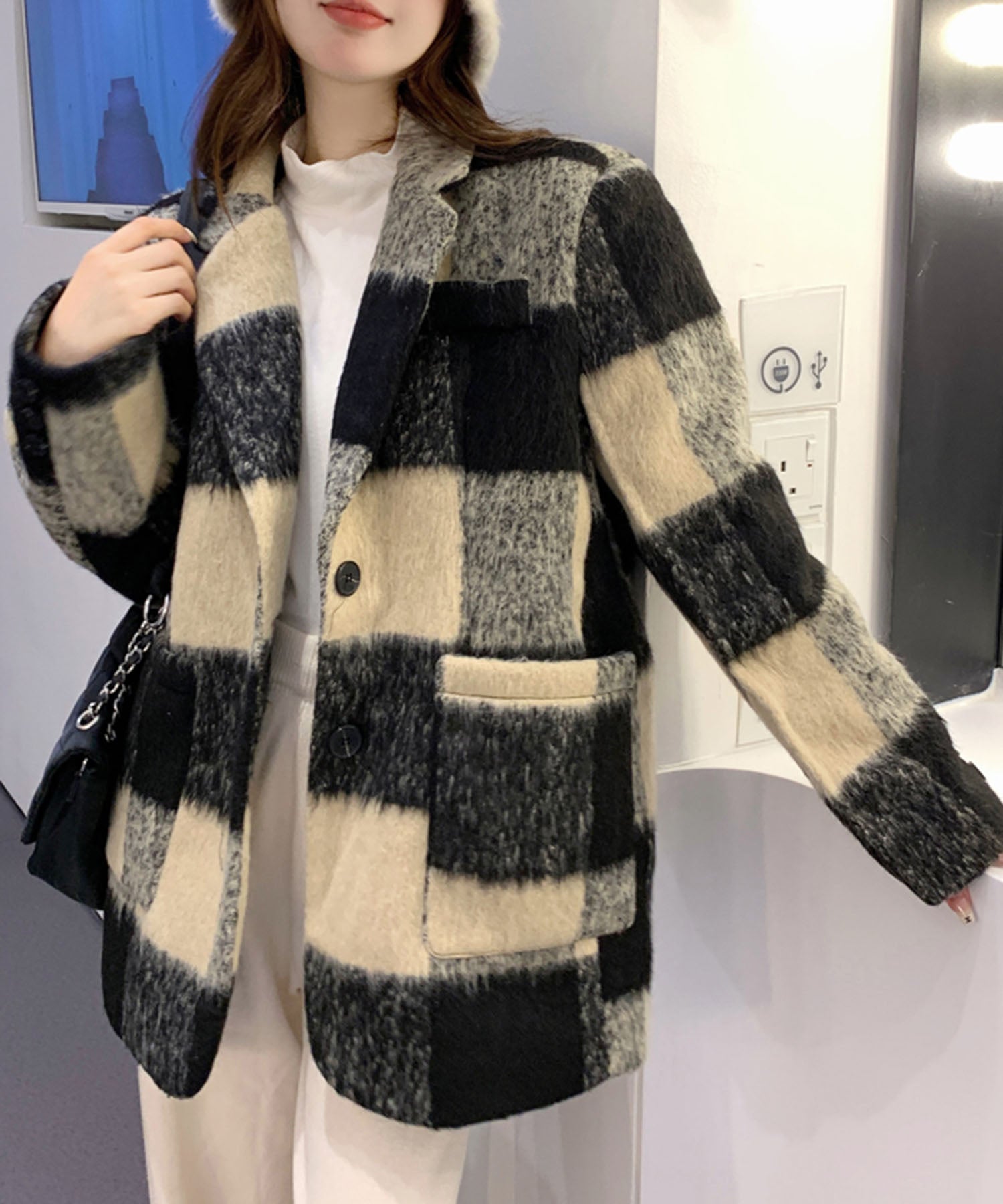 ジュエローブ Jewelobe ブロックチェックボックスジャケット